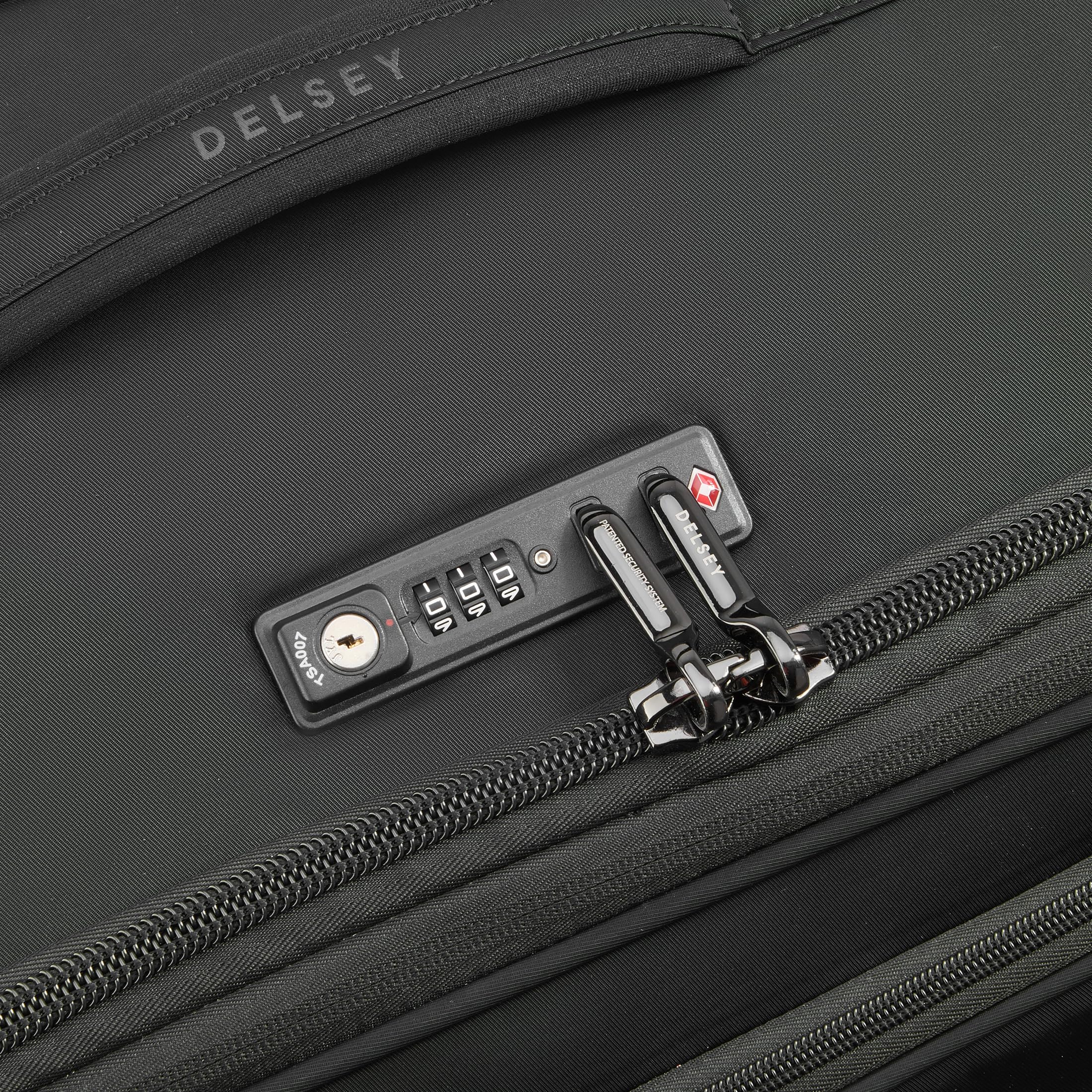 DELSEY PARIS Cruise 3.0 Softside Expandable Luggage with Spinner Wheels, Black, Checked-Large 28 Inch