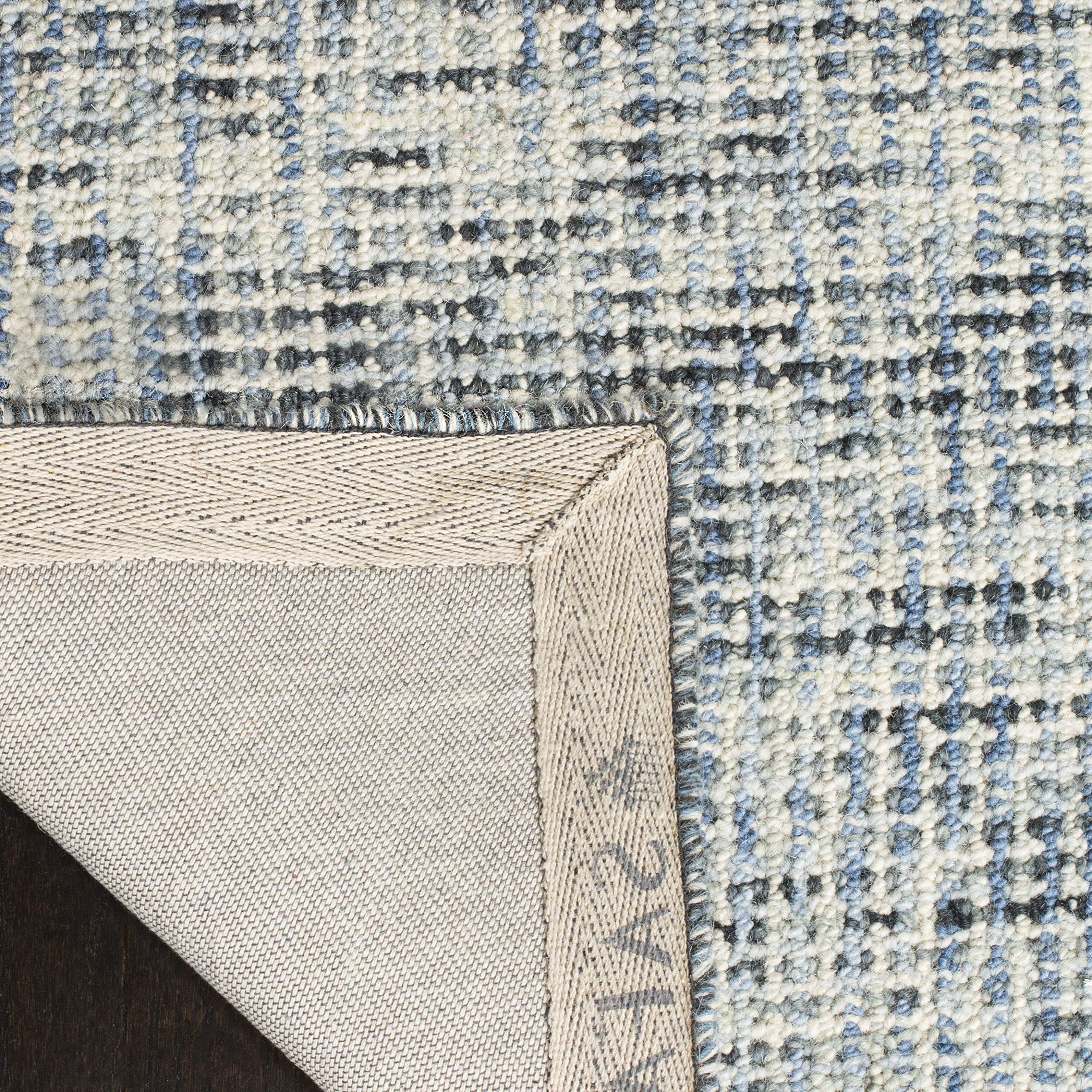 SAFAVIEH Abstract Collection Area Rug - 9' x 12', Blue & Charcoal, Handmade Wool, Ideal for High Traffic Areas in Living Room, Bedroom (ABT468B)