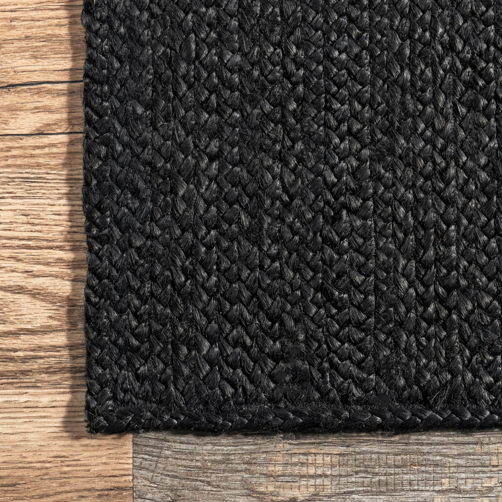 nuLOOM 9x12 Rigo Jute Hand Woven Area Rug, Black, Solid Farmhouse Design, Natural Fiber, For Bedroom, Living Room, Dining Room, Hallway, Office, Kitchen, Entryway