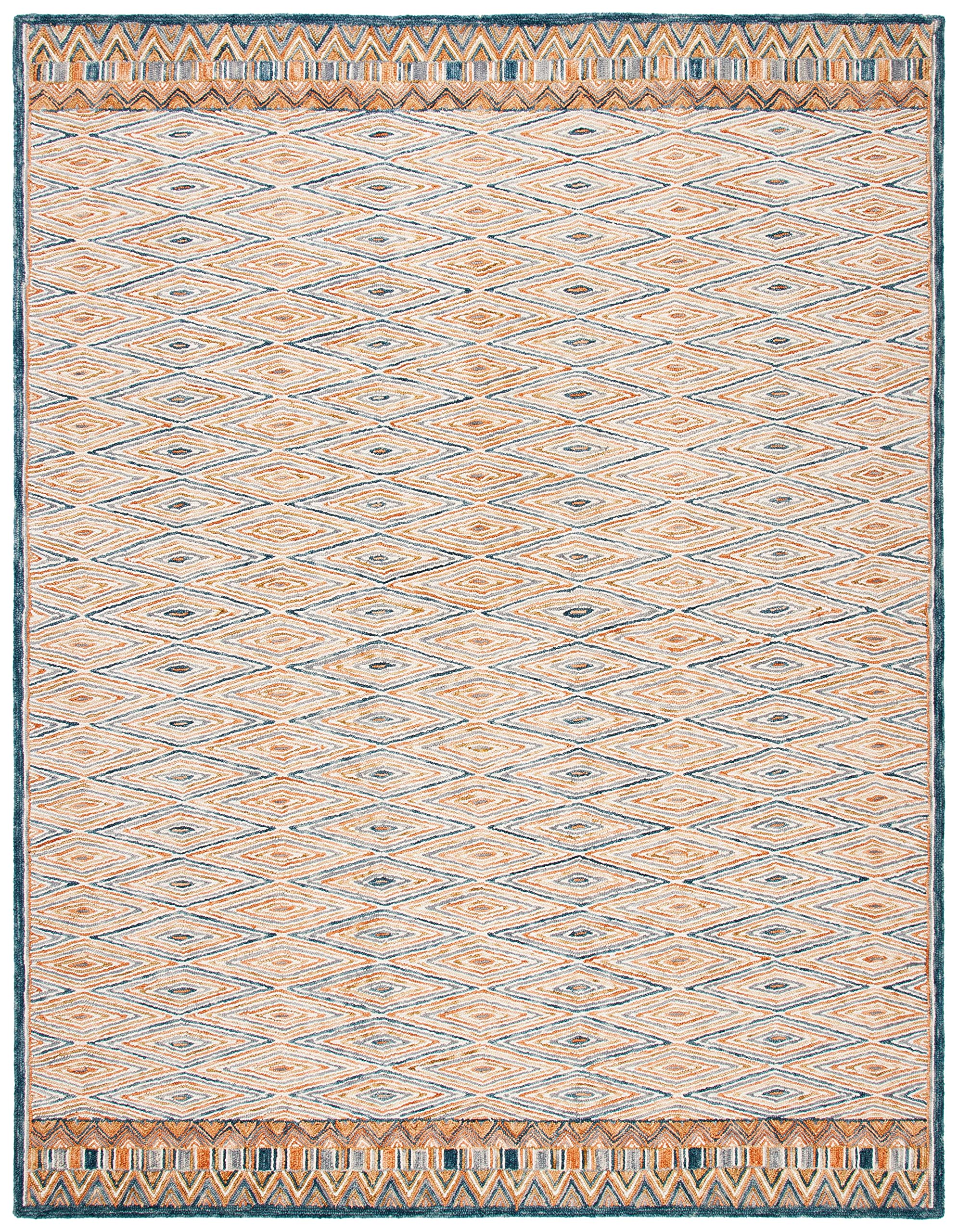 SAFAVIEH Aspen Collection Area Rug - 10' x 14', Gold & Rust, Handmade Boho Wool, Ideal for High Traffic Areas in Living Room, Bedroom (APN808D)