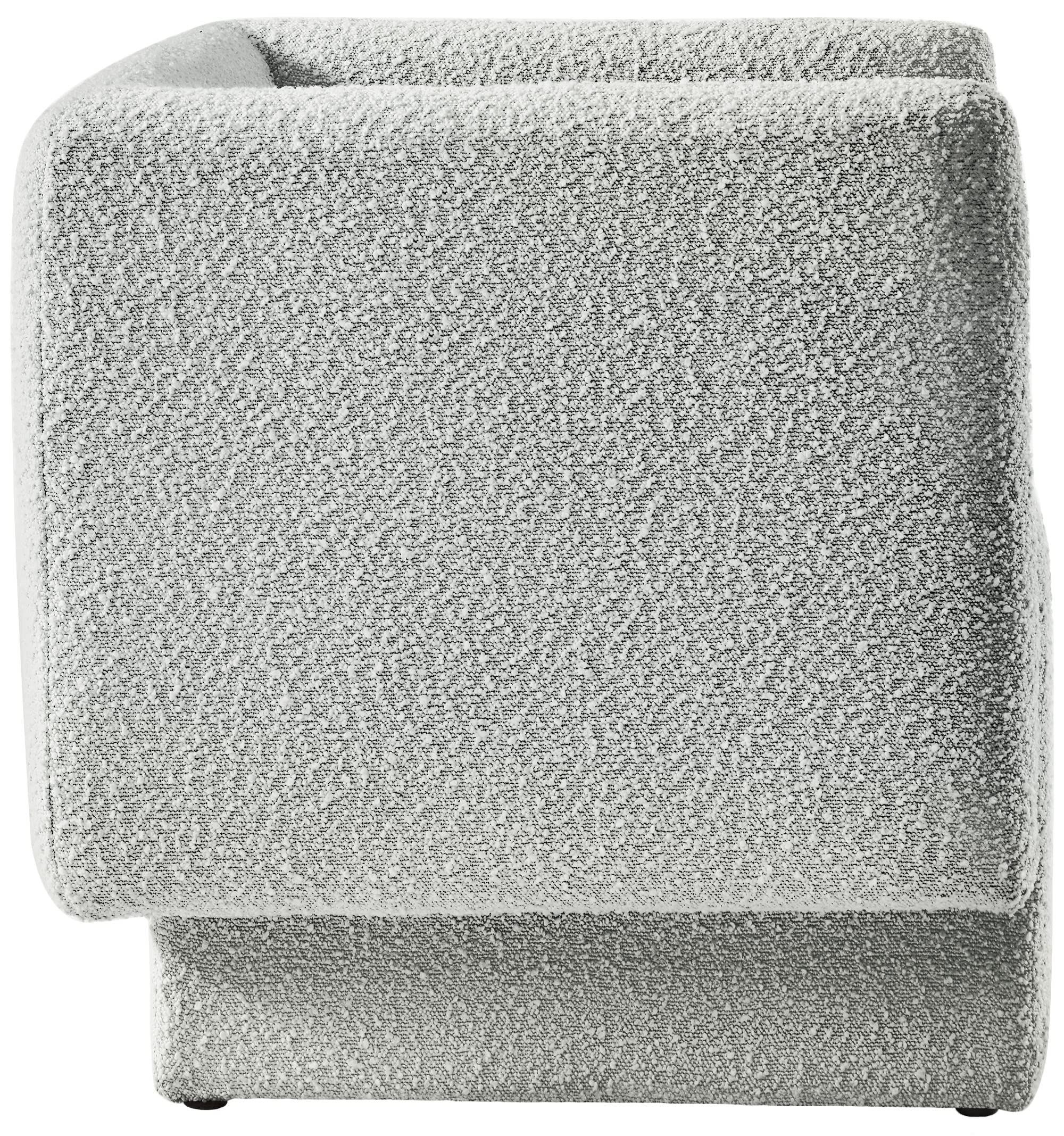 Meridian Furniture 575Grey Vera Collection Modern | Contemporary Boucle Fabric Upholstered Accent Chair, Grey, 31" W x 27" D x 29" H