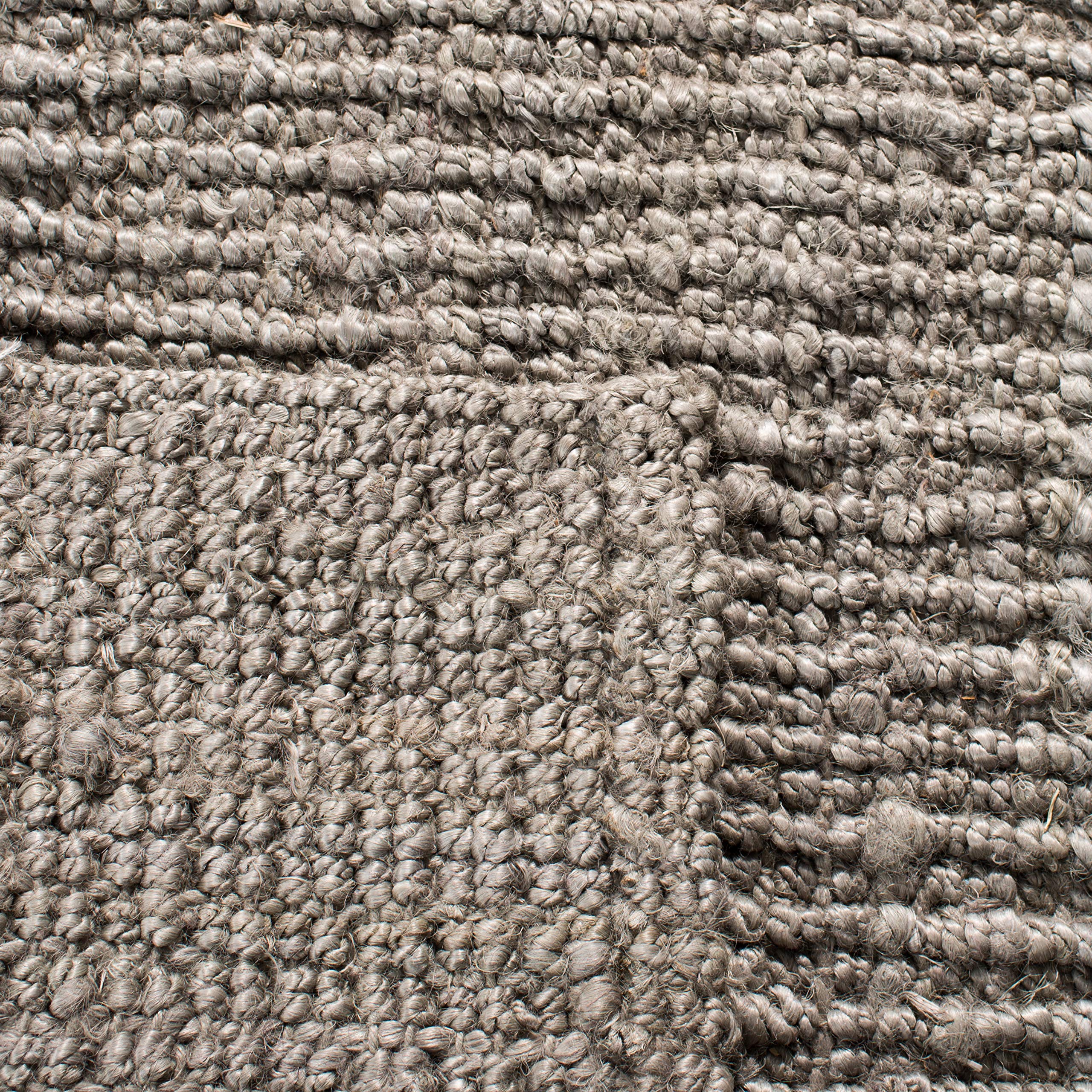 SAFAVIEH Area Rug 10' Square - Natural Fiber Collection - Large - Light Grey, Handmade Jute, Farmhouse Style, Chunky Textured Thick Pile (NF447G)