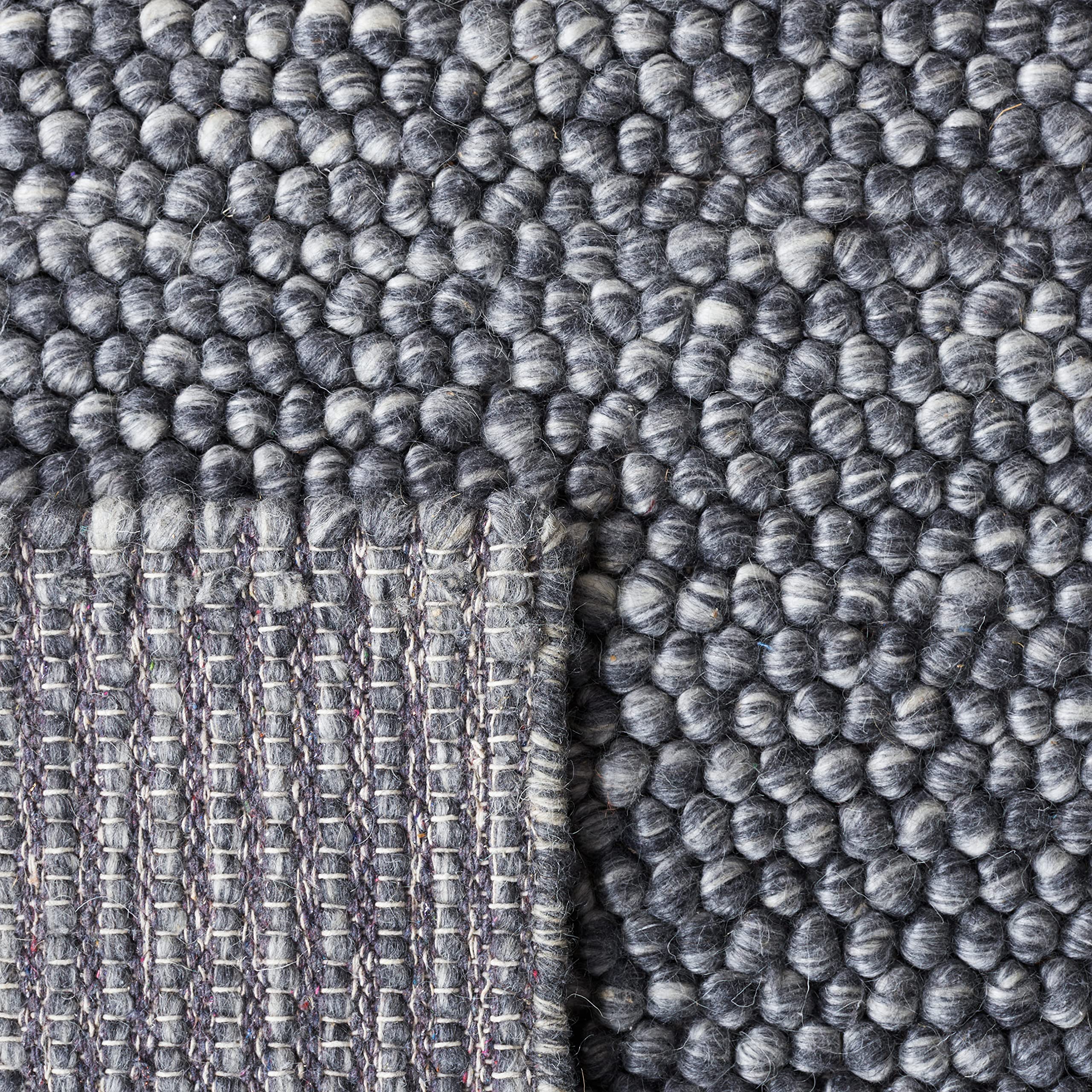 SAFAVIEH Area Rug 6x9 - Natura Collection - Dark Grey, Handmade Wool Blend, Textured Design, Ideal for Living Room, Bedroom, Dining Space (NAT620H)