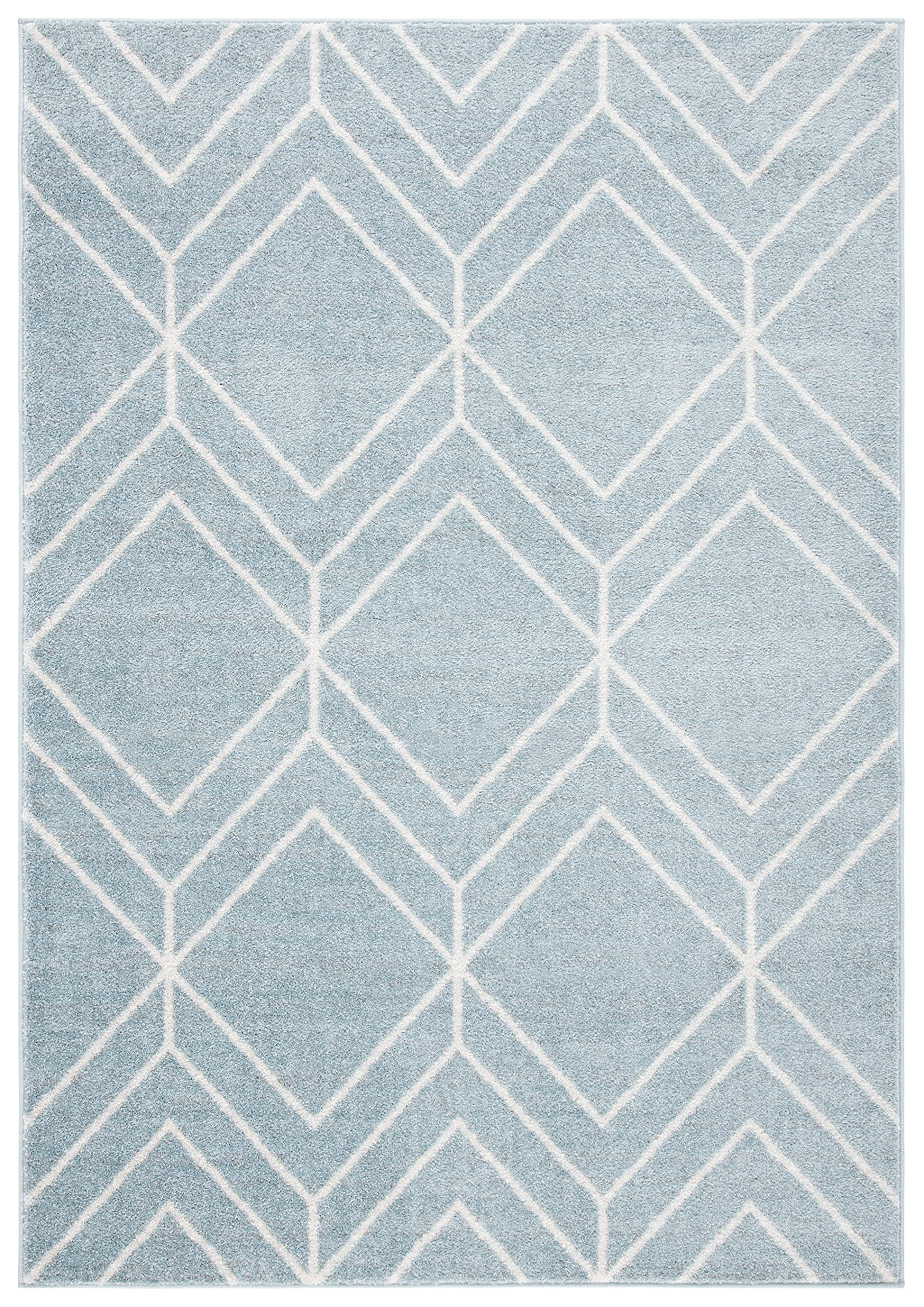 SAFAVIEH Adirondack Collection Area Rug - 10' x 14', Blue & Ivory, Modern Geometric Design, Non-Shedding & Easy Care, Ideal for High Traffic Areas in Living Room, Bedroom (ADR241M)