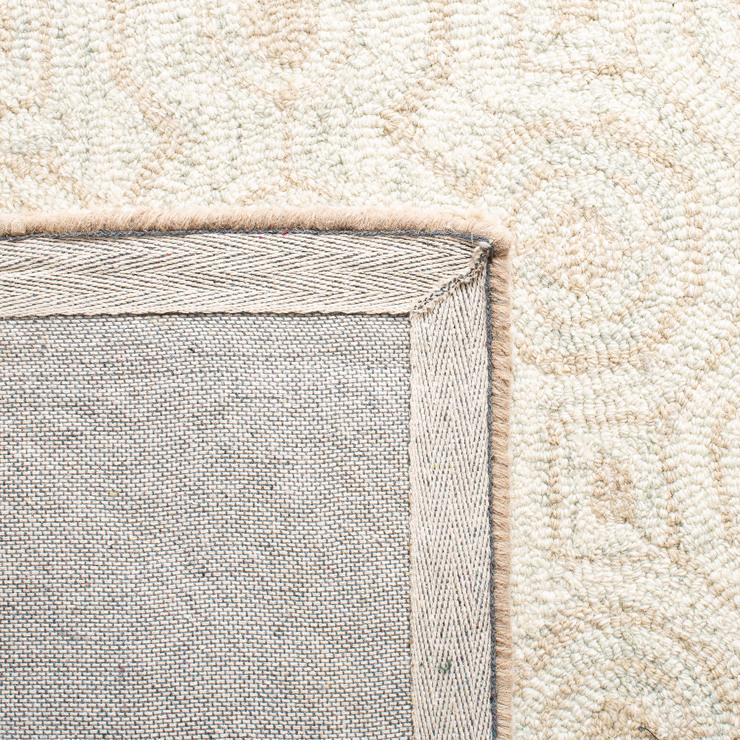 SAFAVIEH Area Rug 8x10 - Micro-Loop Collection - Large - Ivory & Light Green, Handmade Wool, Ideal for Living Room, Bedroom, Office, Dining Space (MLP950A)