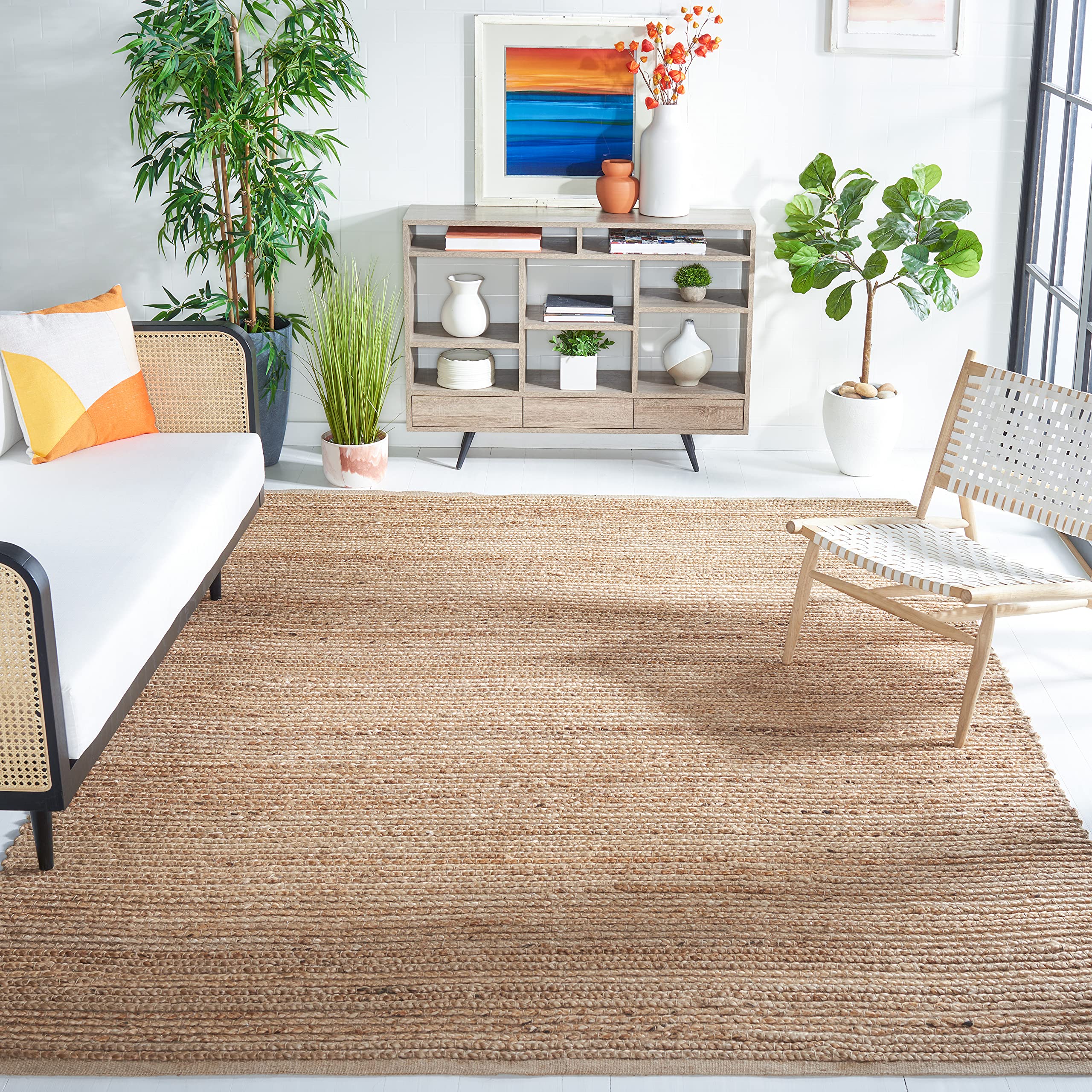 SAFAVIEH Area Rug 8x10 - Cape Cod Collection - Large - Natural, Handmade Braided Jute, Ideal for Living Room, Bedroom, Office, Dining Space (CAP355A)