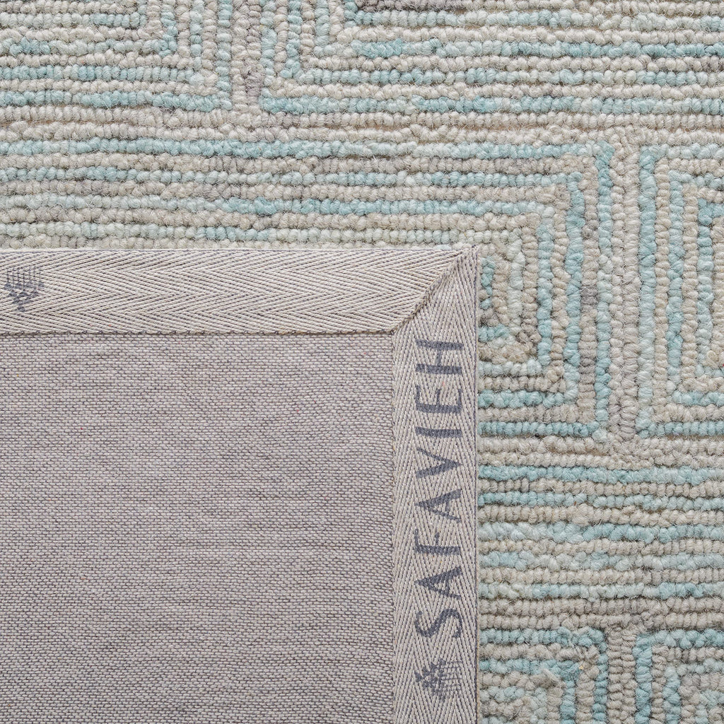 SAFAVIEH Area Rug 8x10 - Ikat Collection - Large - Teal & Grey, Handmade Wool, Ideal for Living Room, Bedroom, Office, Dining Space (IKT101K)