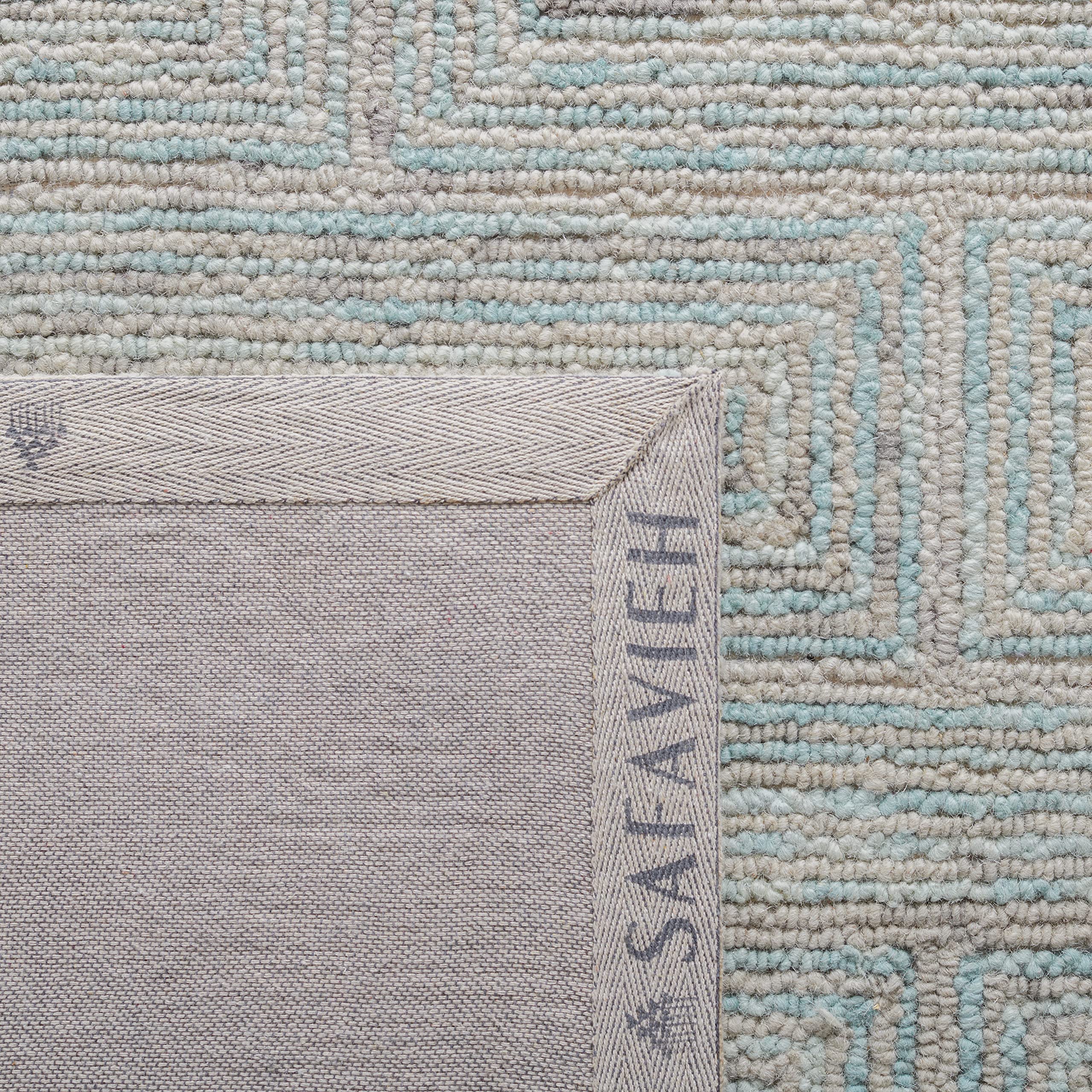 SAFAVIEH Area Rug 8x10 - Ikat Collection - Large - Teal & Grey, Handmade Wool, Ideal for Living Room, Bedroom, Office, Dining Space (IKT101K)