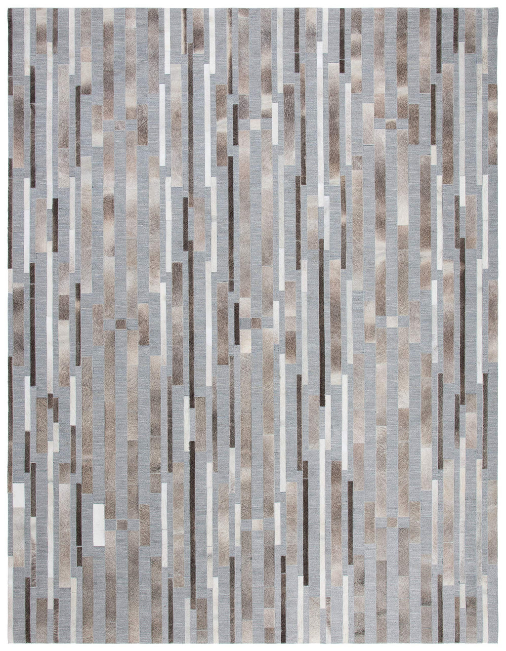 SAFAVIEH Studio Leather Collection 8' x 10' Ivory/Grey STL222A Handmade Mid-Century Modern Leather & Viscose Area Rug