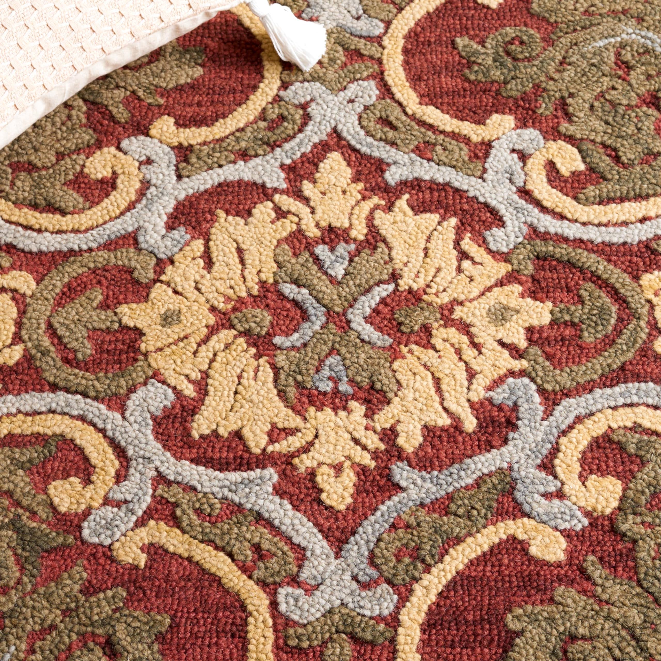 SAFAVIEH Area Rug 8x10 - Blossom Collection - Large - Red & Gold, Handmade Wool, Floral Design, Ideal for Living Room, Bedroom, Office, Dining Space (BLM422Q)