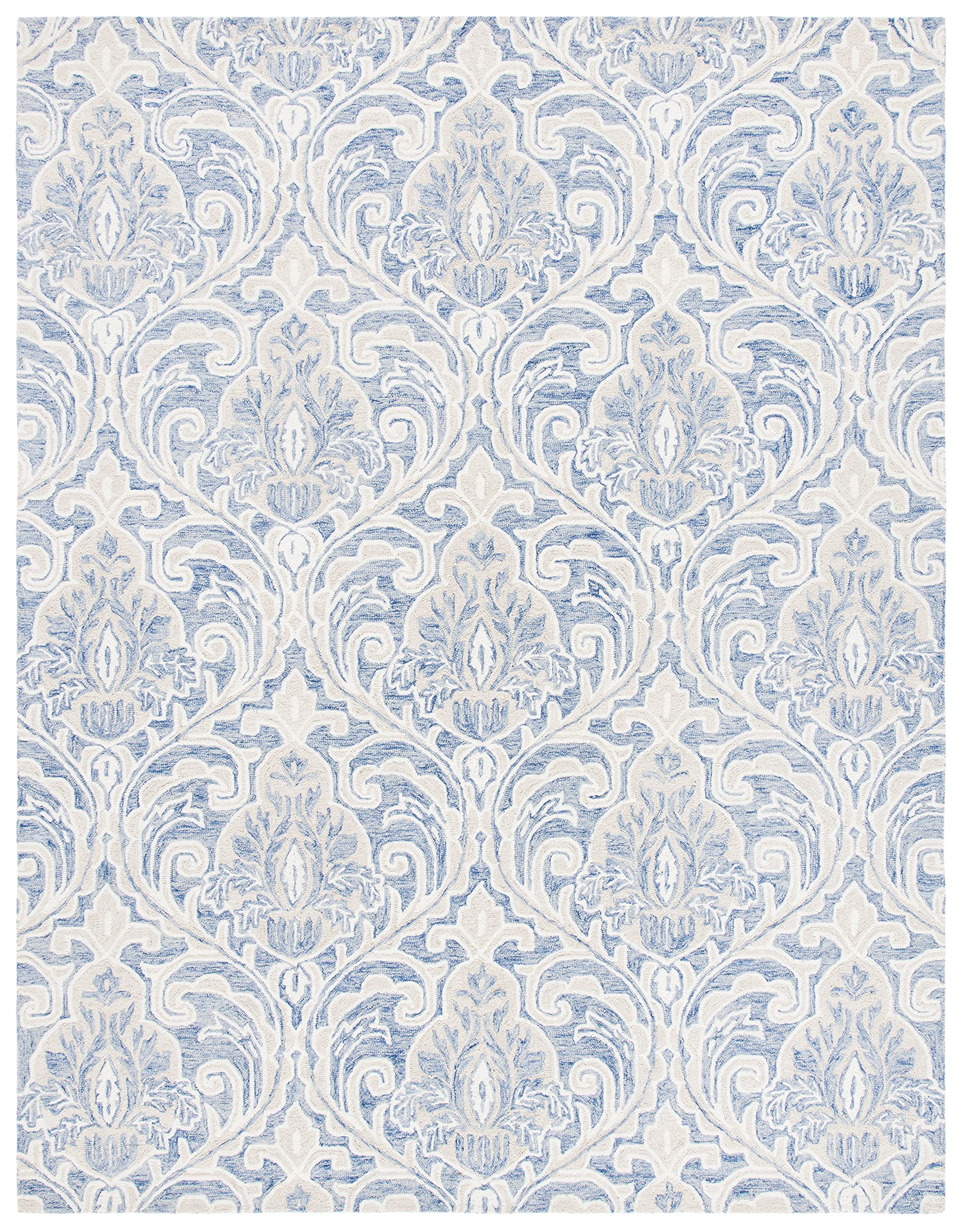 SAFAVIEH Micro-Loop Collection 10' x 14' BlueIvory MLP532M Handmade Premium Wool Living Room Dining Bedroom Area Rug
