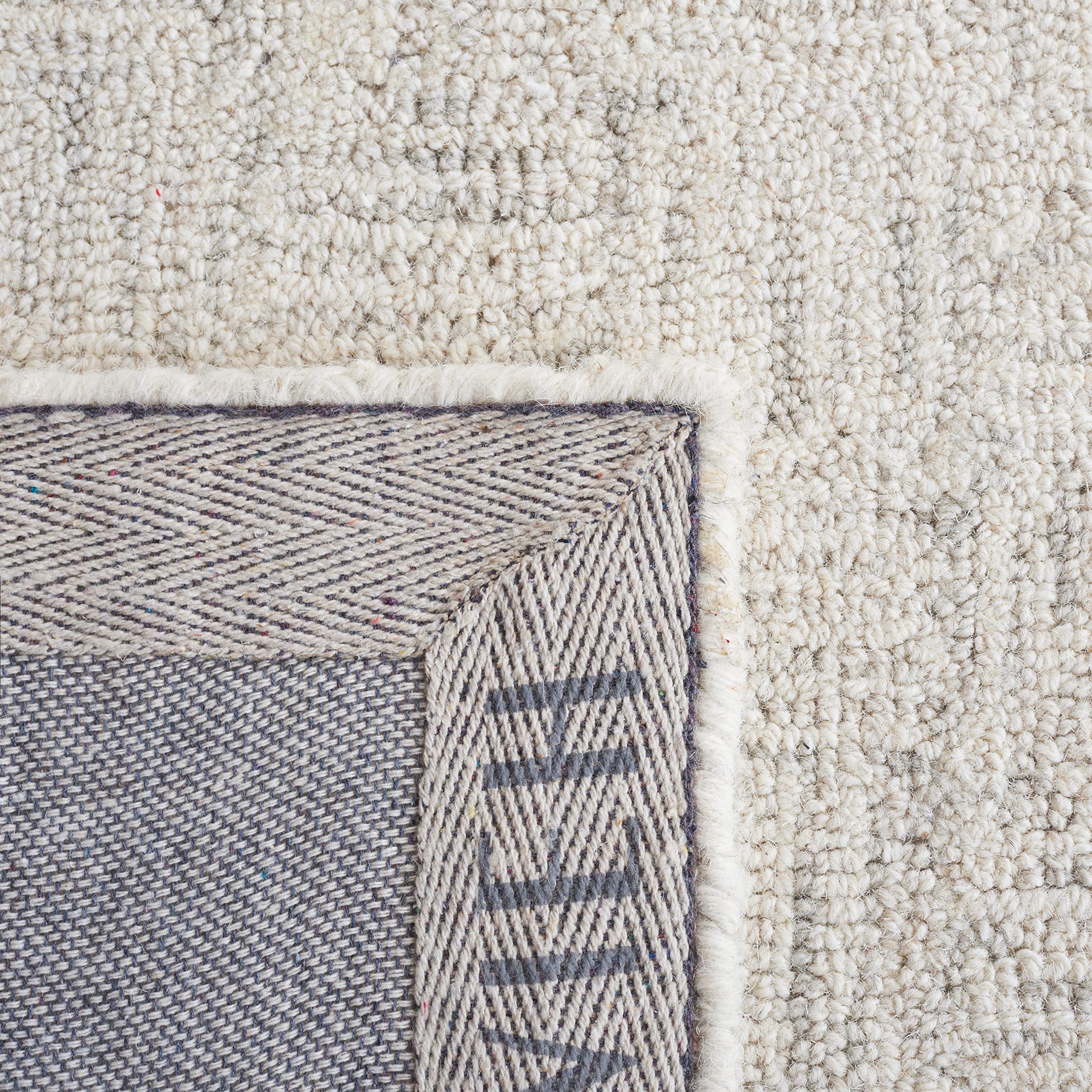 SAFAVIEH Area Rug 8x10 - Micro-Loop Collection - Large - Light Grey & Ivory, Handmade Wool, Ideal for Living Room, Bedroom, Office, Dining Space (MLP537F)