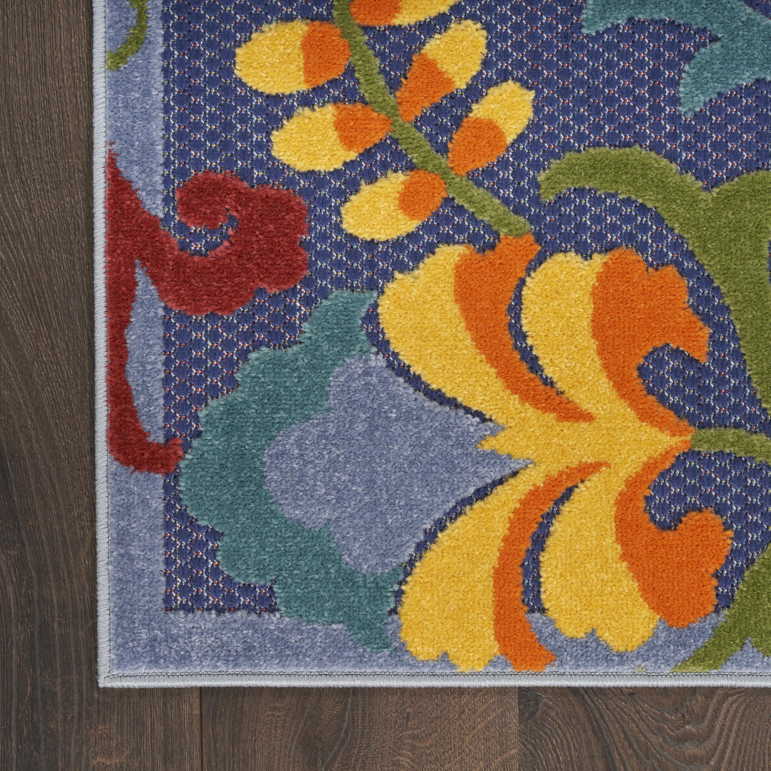 Nourison Home Aloha Navy Multicolor 9' x 12' Area Rug - Easy Clean, Non Shedding, Bed Room, Living Room, Dining Room, Kitchen (9' x 12')