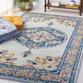 SAFAVIEH Antiquity Collection Area Rug - 5' x 8', Turquoise & Silver, Handmade Traditional Medallion Wool, Ideal for High Traffic Areas in Living Room, Bedroom (AT66K)