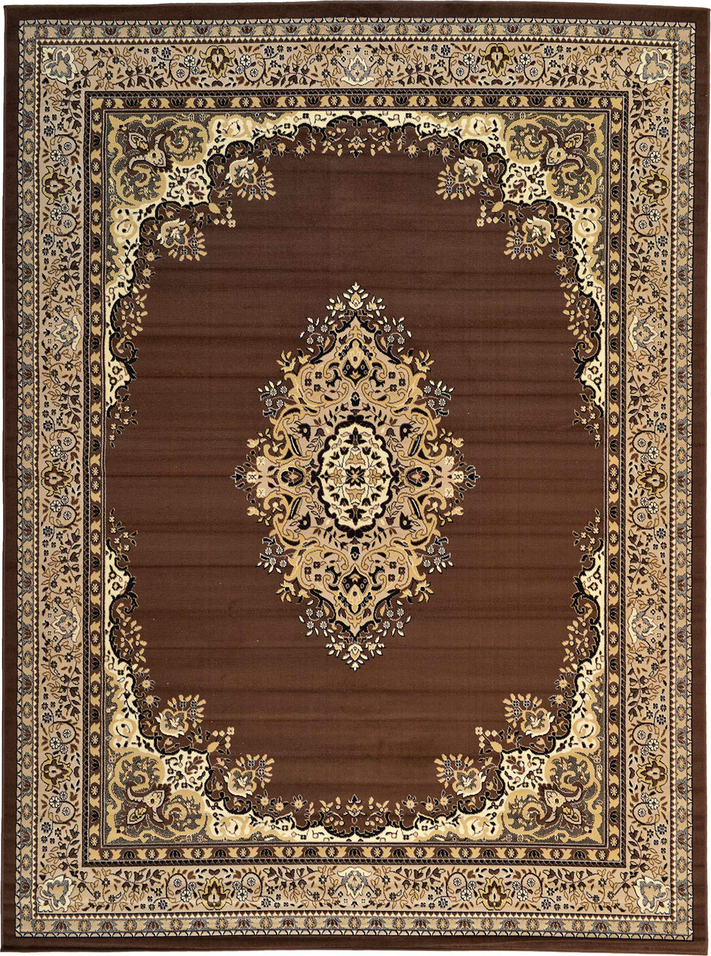 Unique Loom Reza Collection Traditional Persian Style Area Rug, 9 ft 10 in x 13 ft, Brown/Ivory