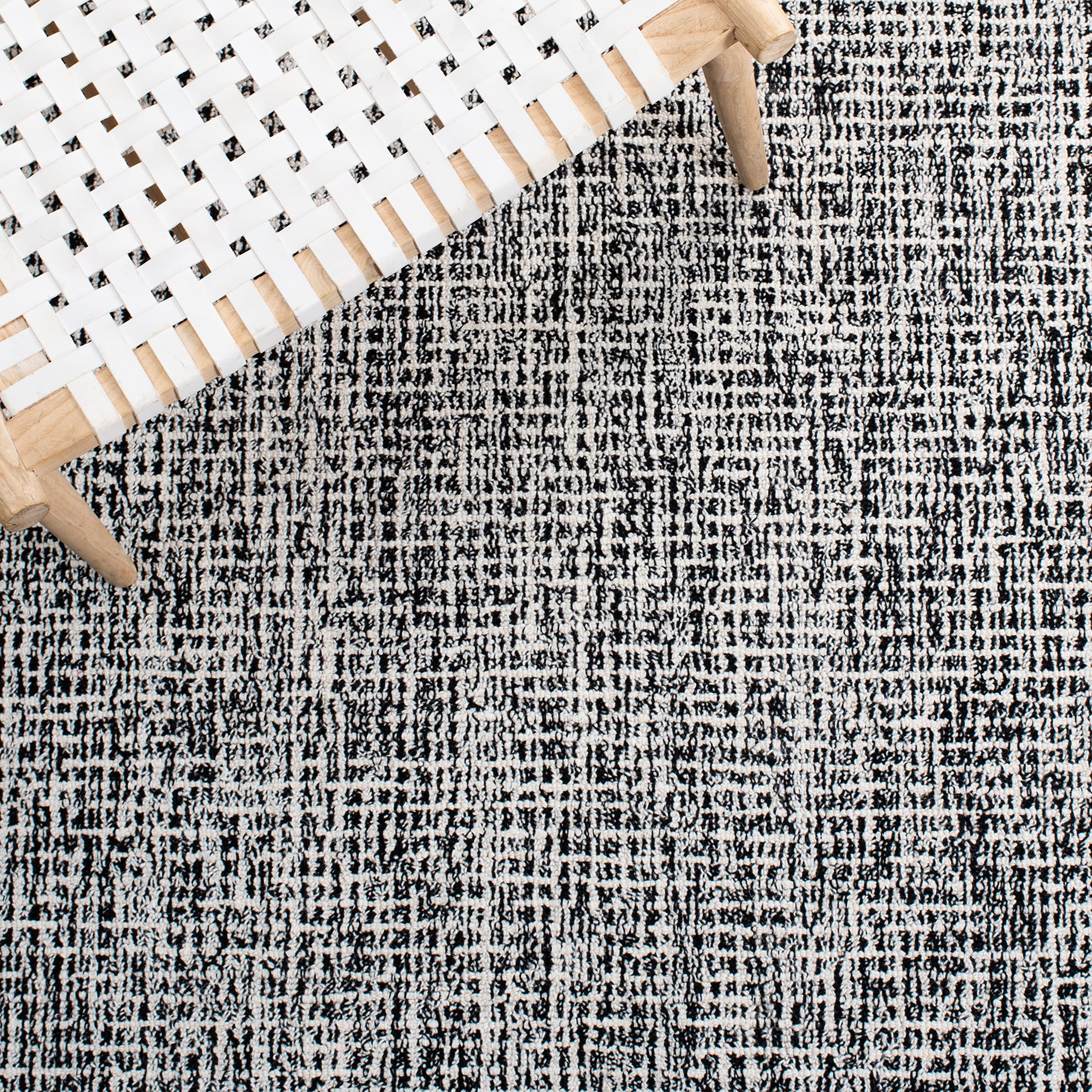 SAFAVIEH Abstract Collection Area Rug - 9' x 12', Black & Ivory, Handmade Wool, Ideal for High Traffic Areas in Living Room, Bedroom (ABT468Z)