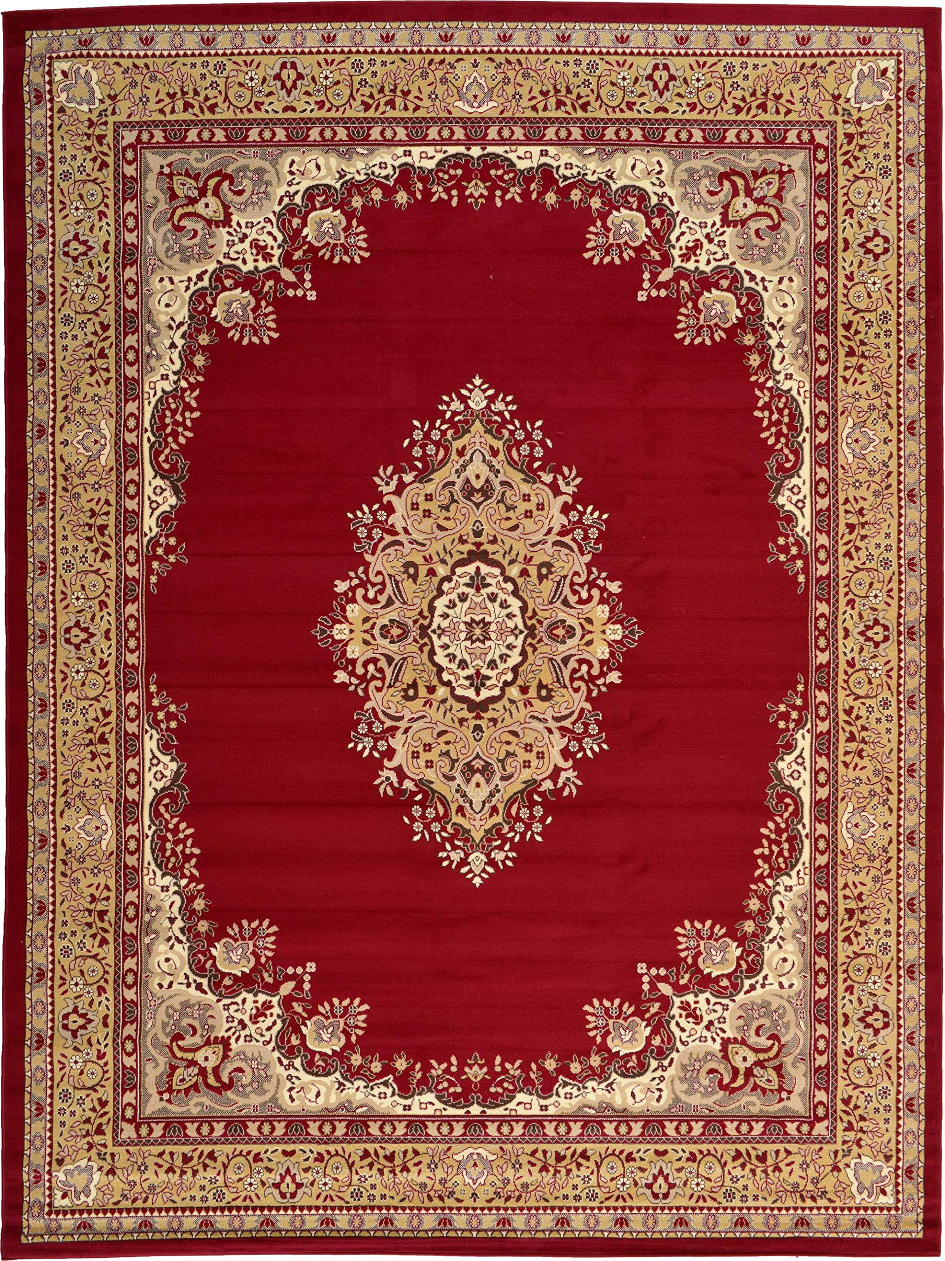Unique Loom Reza Collection Traditional Persian Style Area Rug, 9 ft 10 in x 13 ft, Burgundy/Ivory
