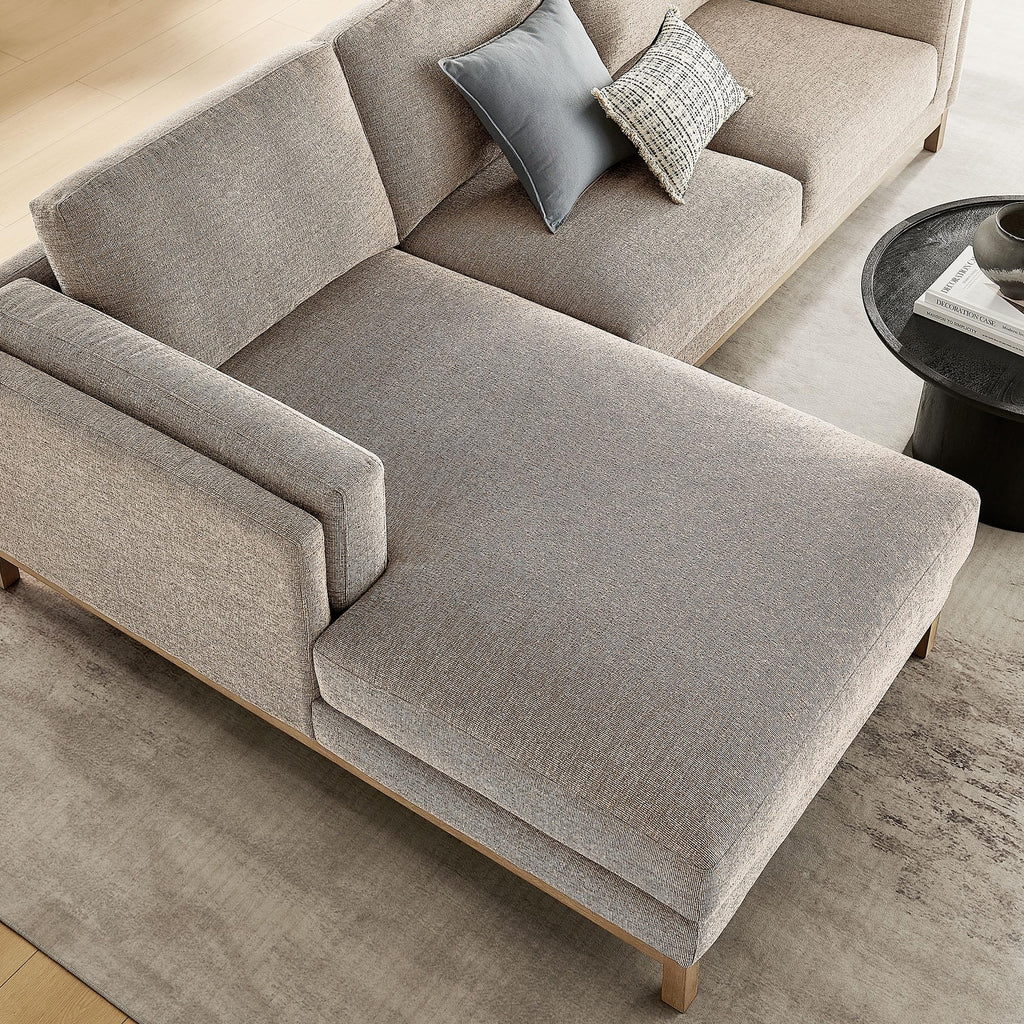 Modway Roscoe Left-Facing Sectional Sofa with Chaise in Pewter - 2-Piece Mélange Chenille Fabric Deep Seat Couch, L Shaped Modular for Living Room or Lounge