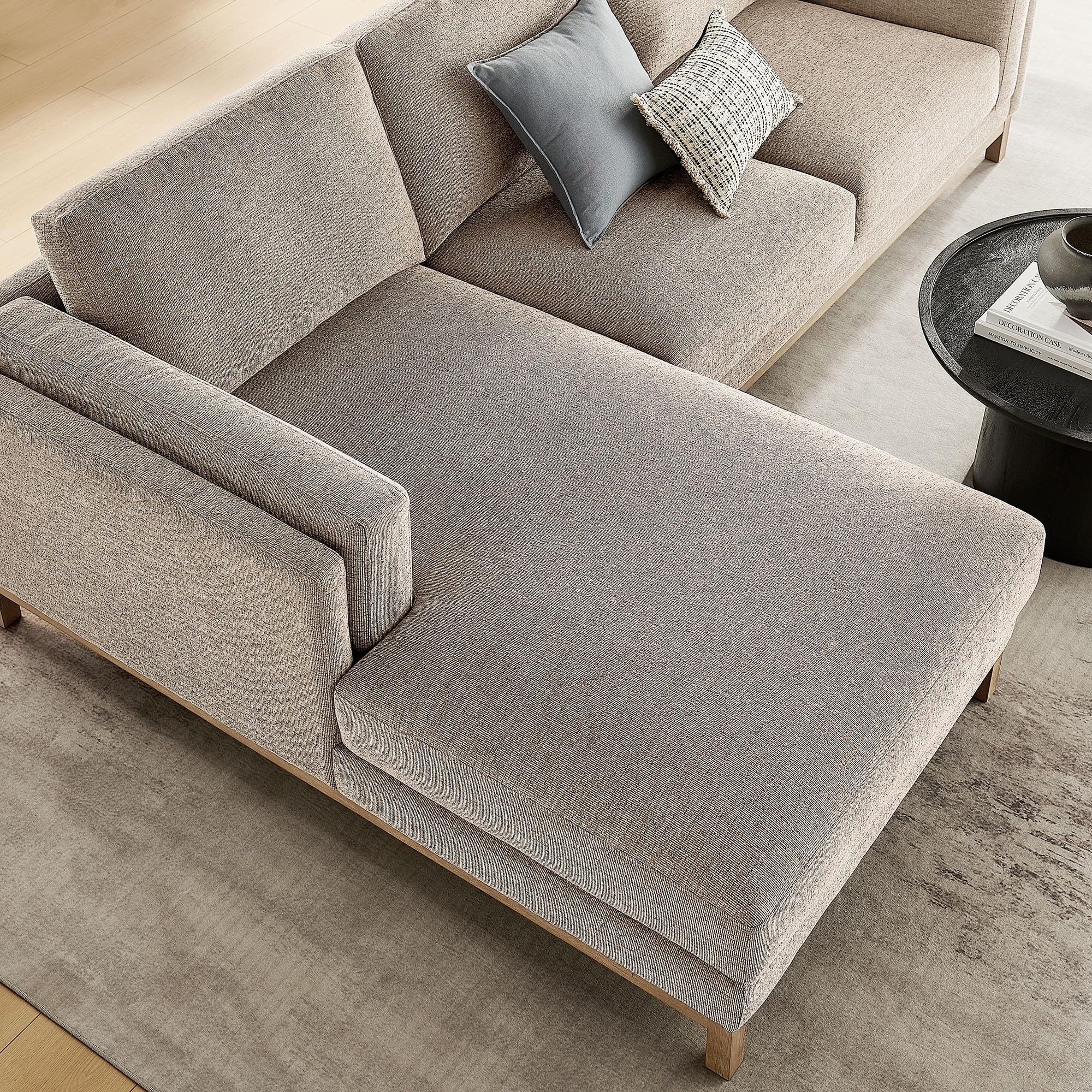 Modway Roscoe Left-Facing Sectional Sofa with Chaise in Pewter - 2-Piece Mélange Chenille Fabric Deep Seat Couch, L Shaped Modular for Living Room or Lounge
