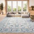SAFAVIEH Brentwood Collection X-Large Area Rug - 11' x 15', Light Grey & Blue, Oriental Floral Scroll Design, Non-Shedding & Easy Care, Ideal for High Traffic Areas in Living Room, Bedroom (BNT854G)