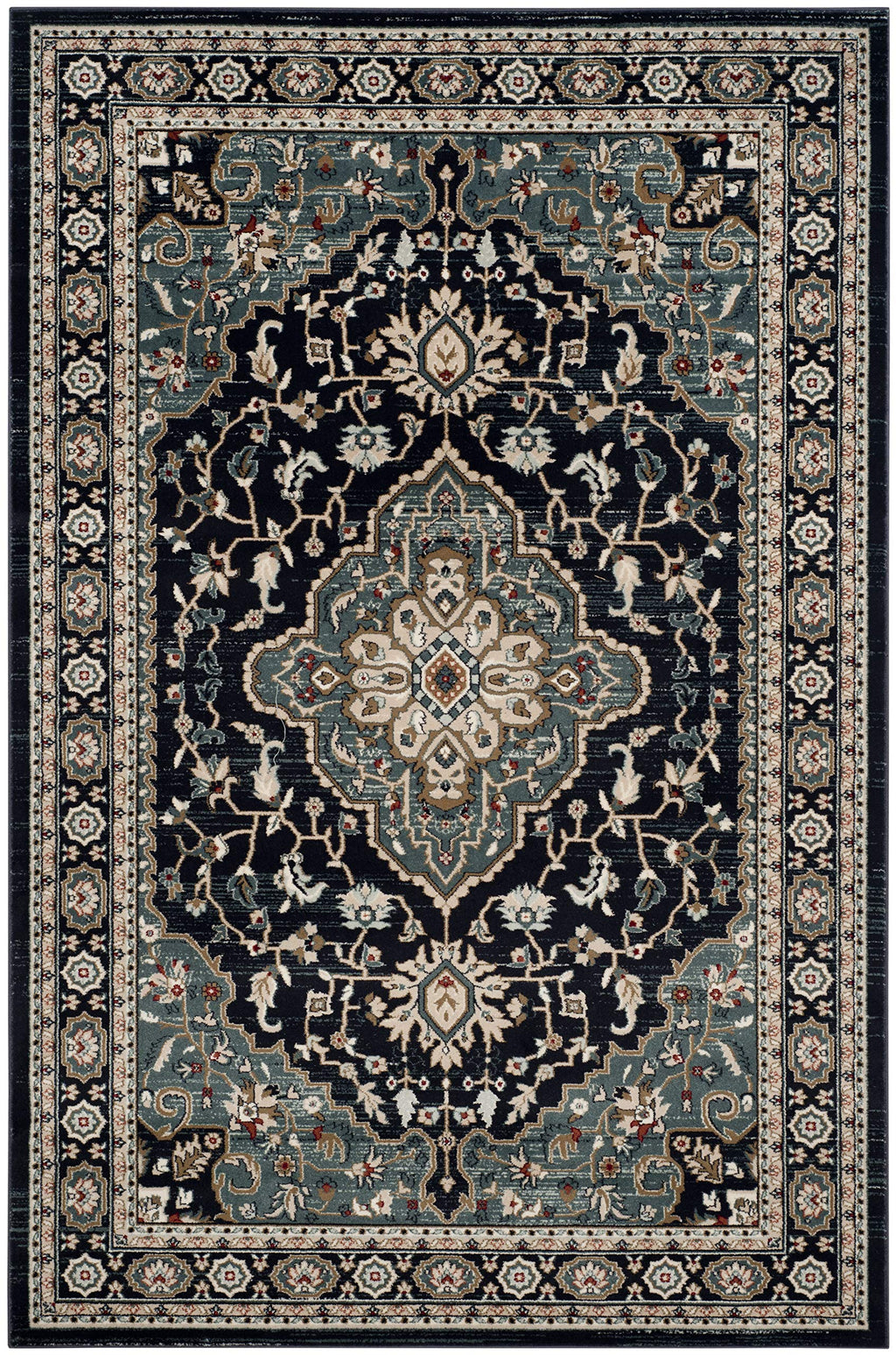 SAFAVIEH Lyndhurst Collection Area Rug - 9' x 12', Anthracite & Teal, Traditional Oriental Design, Non-Shedding & Easy Care, Ideal for High Traffic Areas in Living Room, Bedroom (LNH338C)