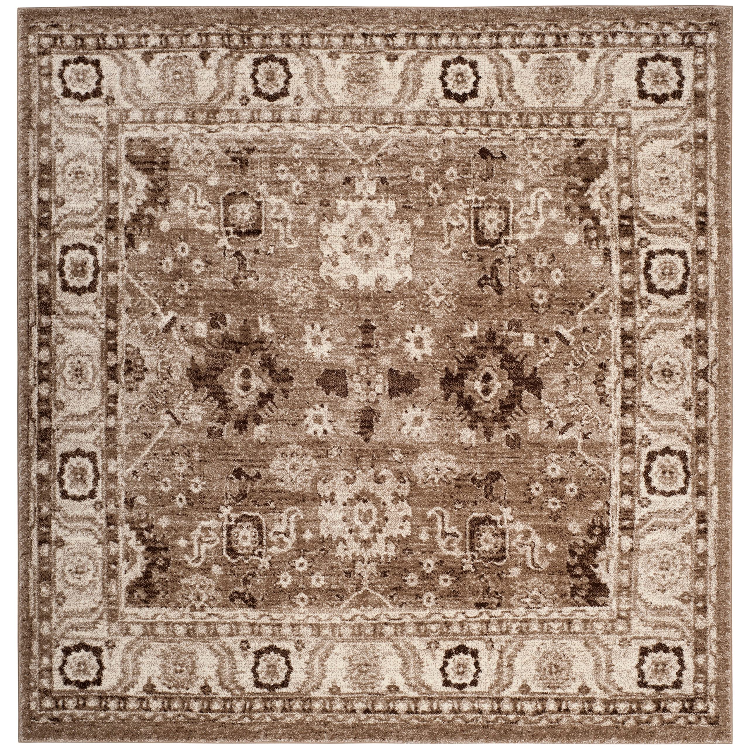 SAFAVIEH Vintage Hamadan Collection Area Rug - 9' Square, Taupe, Traditional Persian Design, Non-Shedding & Easy to Clean, Ideal for Living Room, Bedroom, Dining Space (VTH214T)