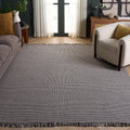 SAFAVIEH Montauk Collection Area Rug - 9' x 12', Ivory & Black, Handmade Flat Weave Boho Farmhouse Cotton Tassel Fringe, Ideal for High Traffic Areas in Living Room, Bedroom (MTK340D)