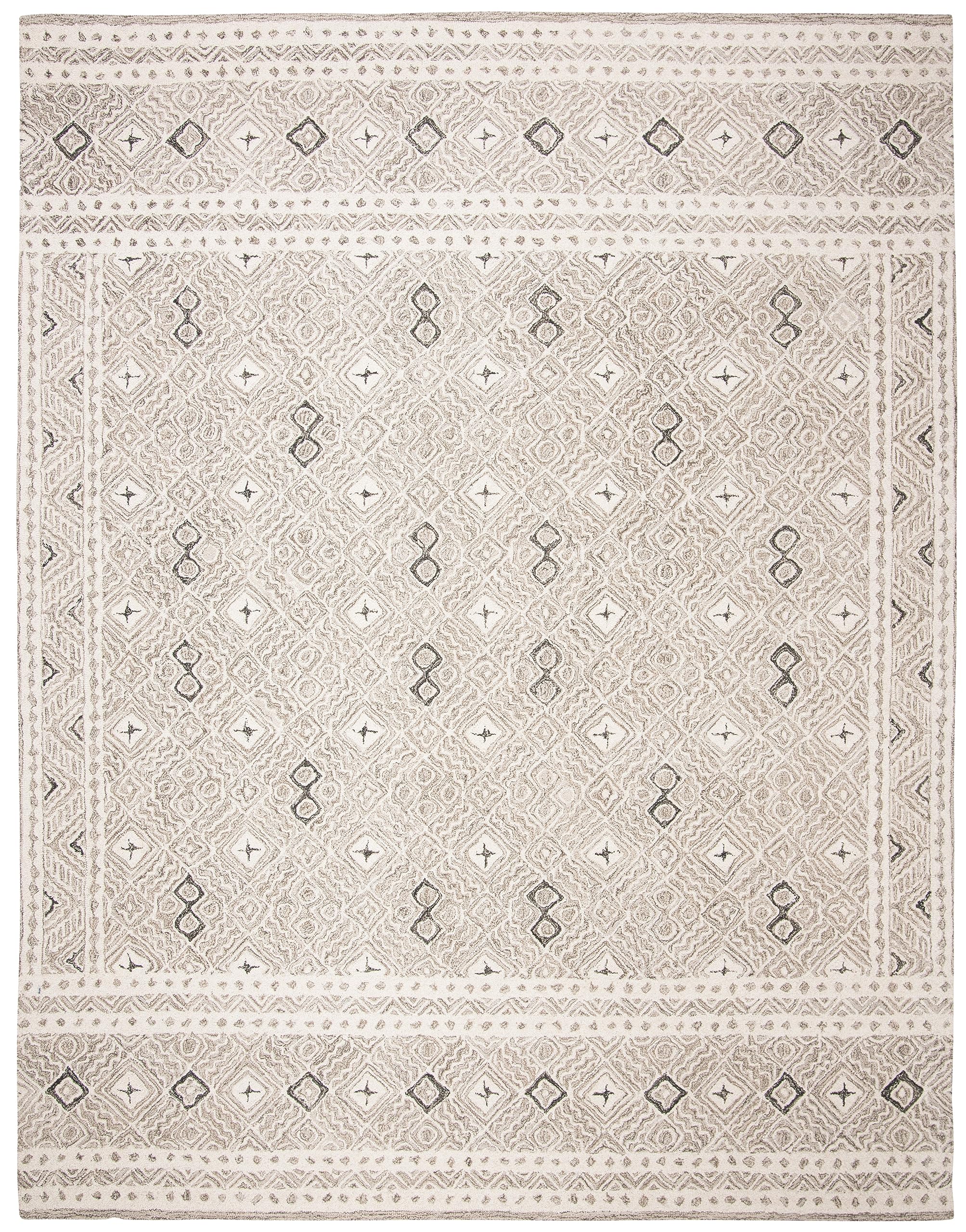SAFAVIEH Micro-Loop Collection Area Rug - 10' x 14', Grey & Ivory, Rustic Boho Design, Handmade Wool, Ideal for The Living Room, Bedroom, Dining Room (MLP803F-10)