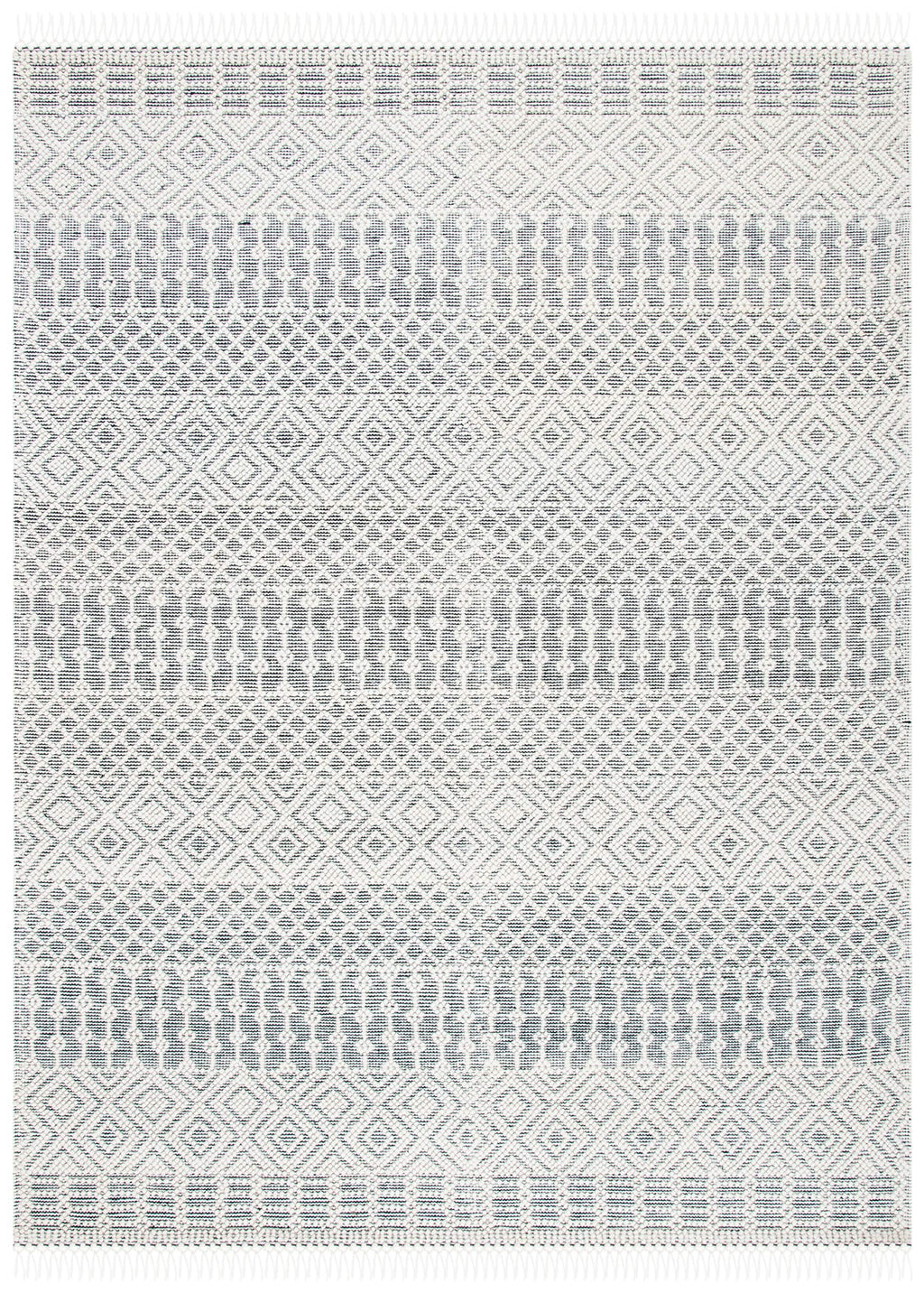 SAFAVIEH Natura Collection Area Rug - 9' x 12', Ivory & Black, Handmade Moroccan Boho Wool Fringe, Ideal for High Traffic Areas in Living Room, Bedroom (NAT852Z)