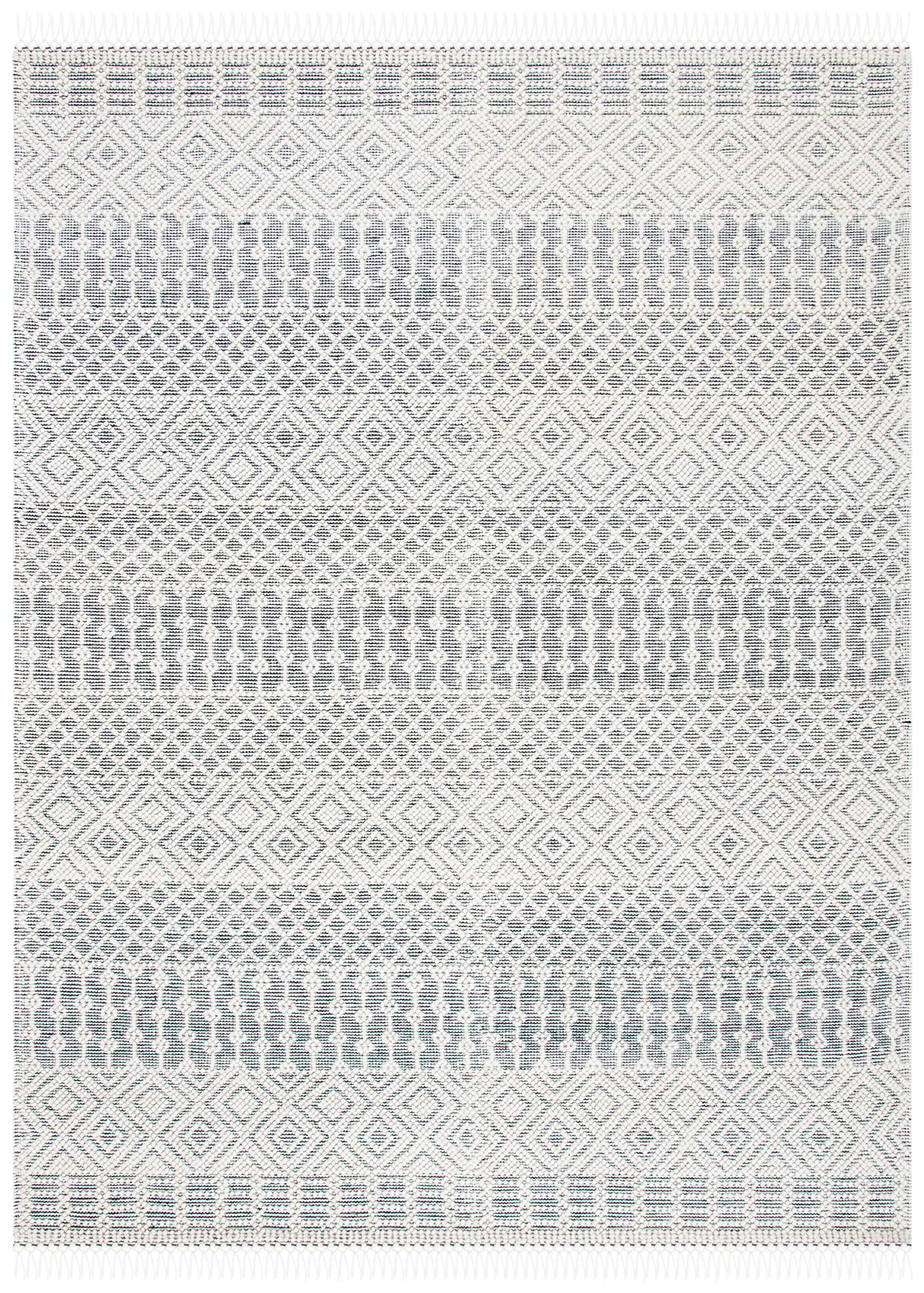 SAFAVIEH Natura Collection Area Rug - 9' x 12', Ivory & Black, Handmade Moroccan Boho Wool Fringe, Ideal for High Traffic Areas in Living Room, Bedroom (NAT852Z)