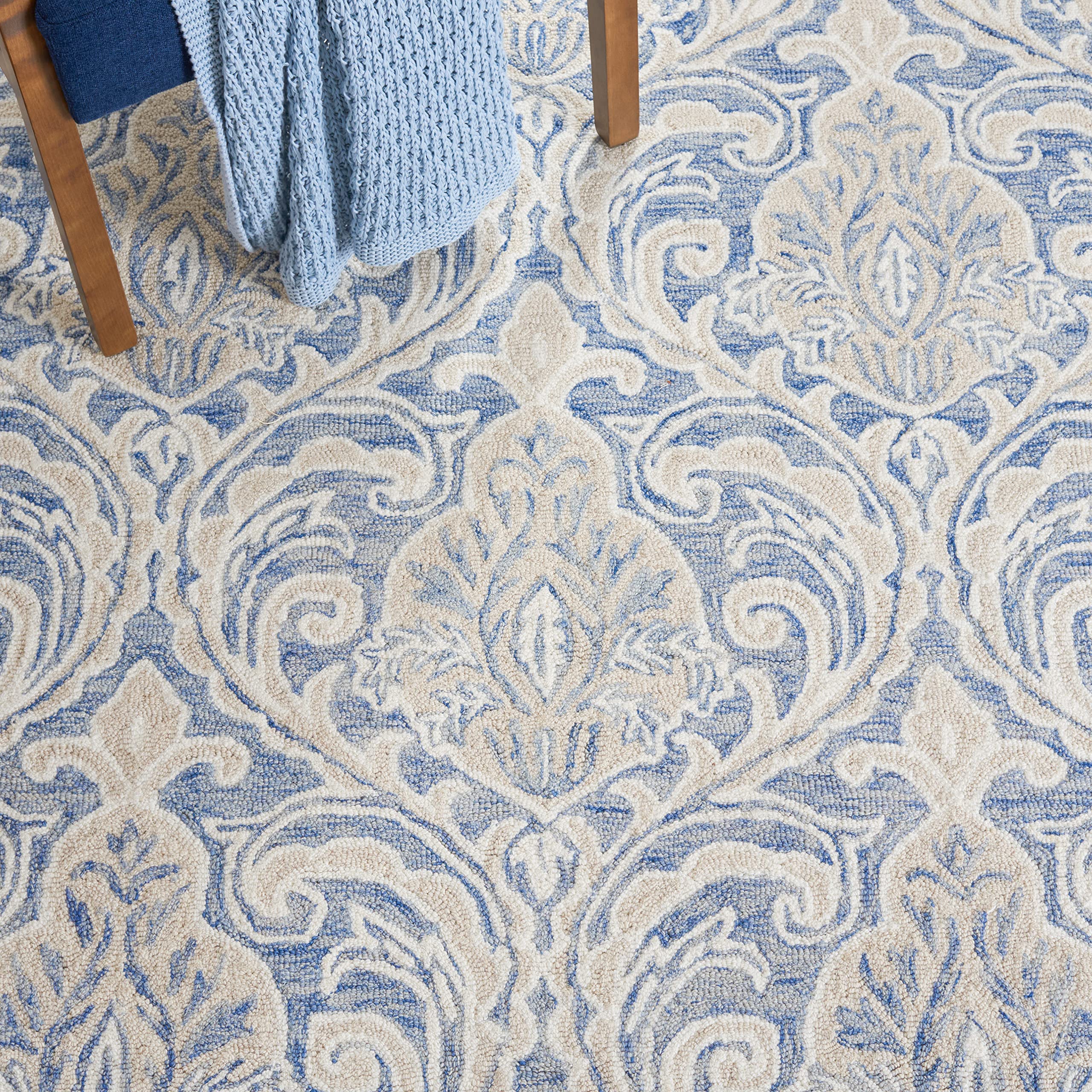 SAFAVIEH Micro-Loop Collection 10' x 14' BlueIvory MLP532M Handmade Premium Wool Living Room Dining Bedroom Area Rug