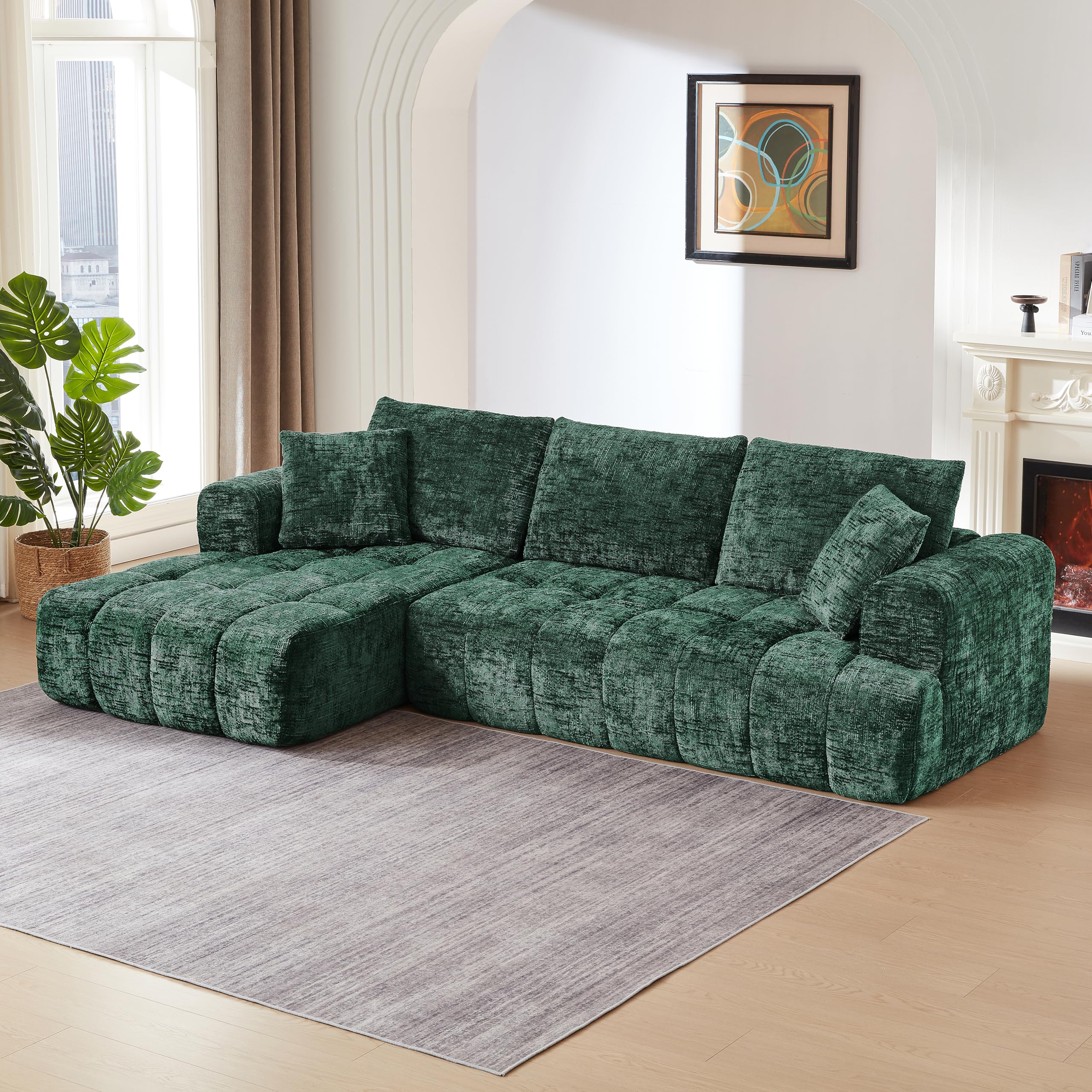 KEIKI 108.3" L-Shape Oversized Sectional Sofa, Premium Chenille Modular Couch for Stylish Apartments, Spacious Lounger for Daily Relaxation, Minimalist Aesthetic, No-Assembly Deep-Comfort Sleeper