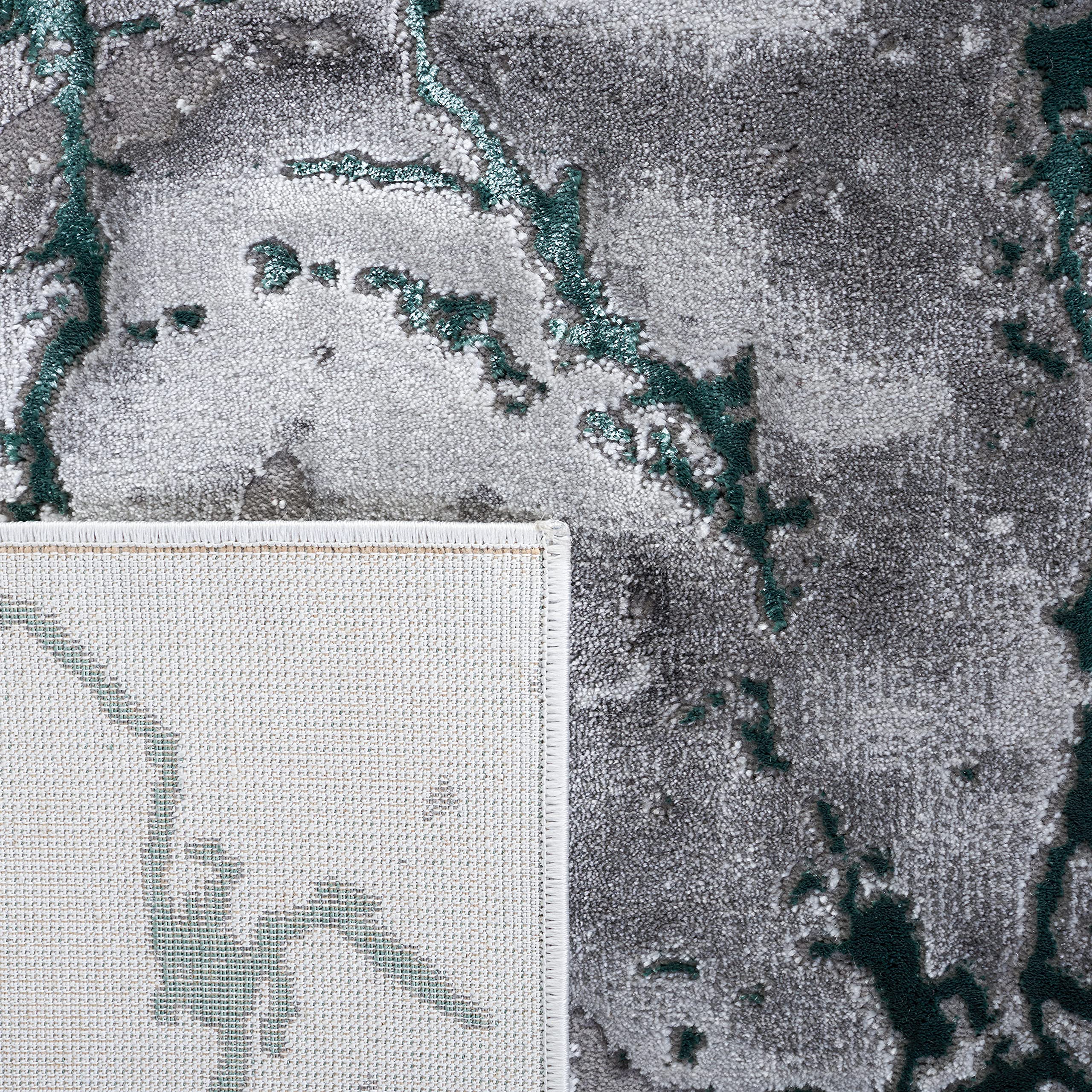SAFAVIEH Craft Collection Area Rug - 10' Square, Grey & Green, Modern Abstract Design, Non-Shedding & Easy Care, Ideal for High Traffic Areas in Living Room, Bedroom (CFT877Y)