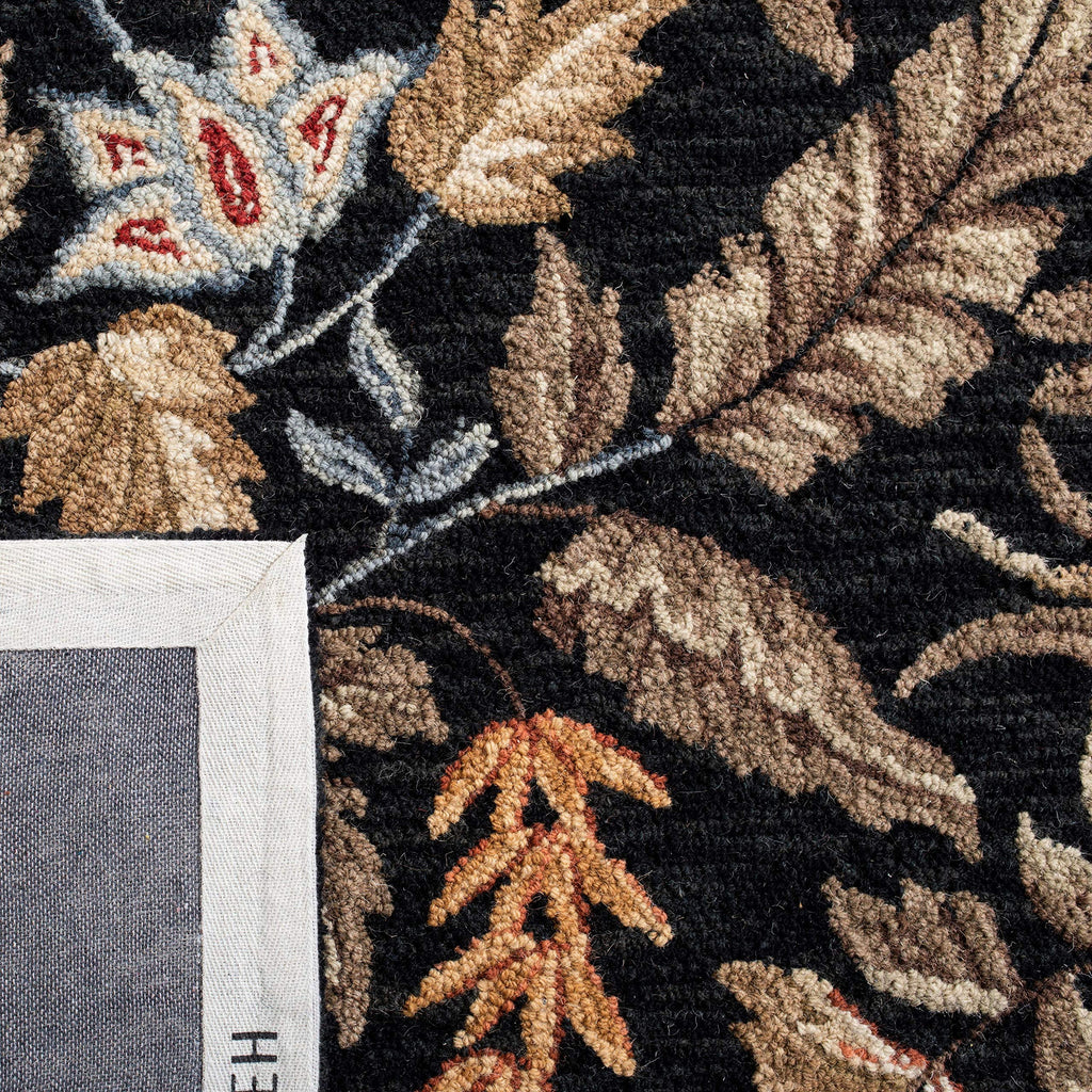 SAFAVIEH Chelsea Collection Area Rug - 8' Square, Black, Hand-Hooked French Country Wool, Ideal for High Traffic Areas in Living Room, Bedroom (HK141B)