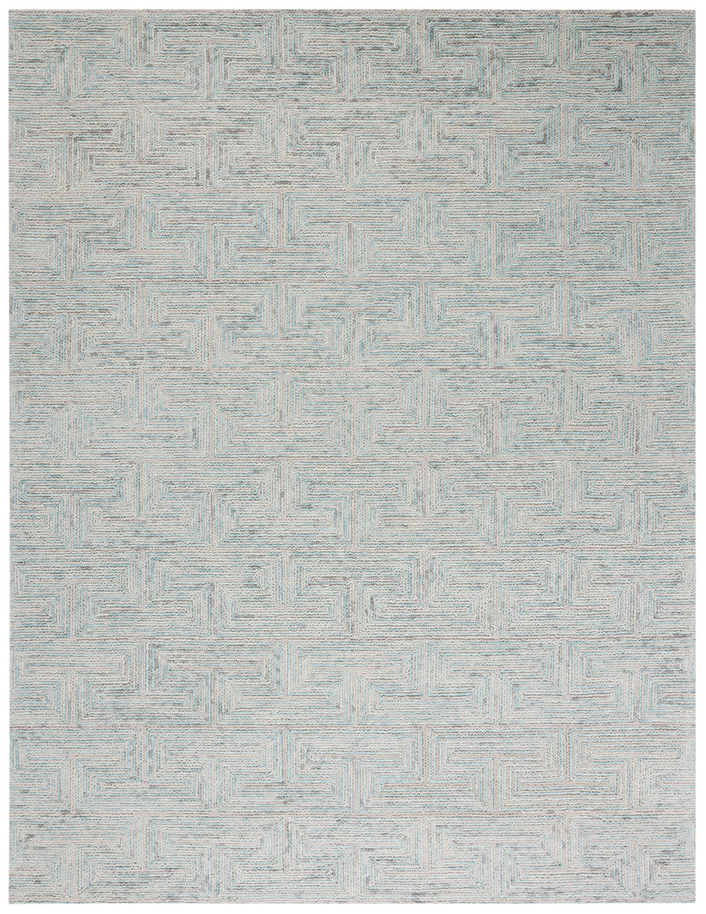 SAFAVIEH Area Rug 8x10 - Ikat Collection - Large - Teal & Grey, Handmade Wool, Ideal for Living Room, Bedroom, Office, Dining Space (IKT101K)
