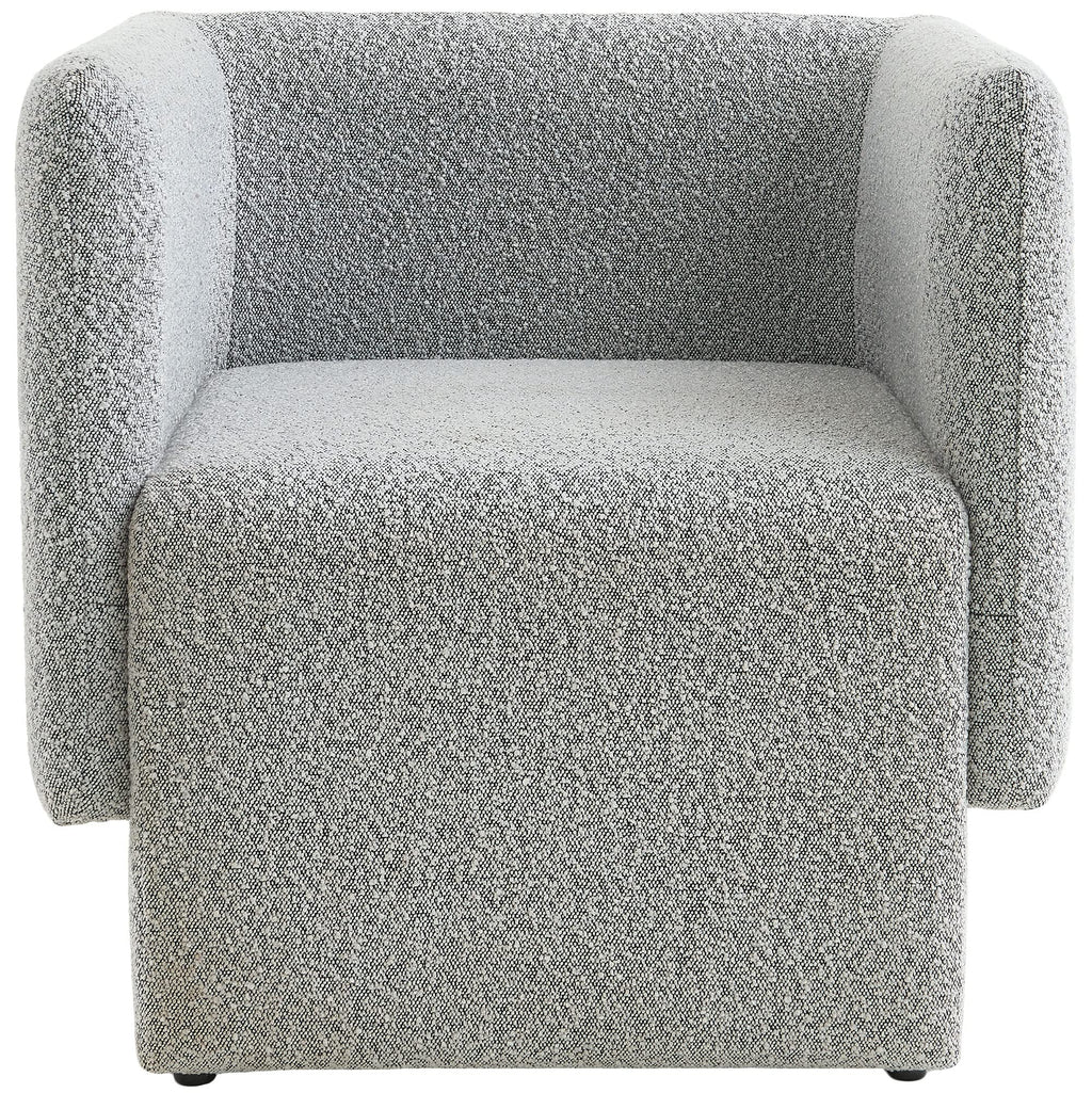 Meridian Furniture 575Grey Vera Collection Modern | Contemporary Boucle Fabric Upholstered Accent Chair, Grey, 31" W x 27" D x 29" H