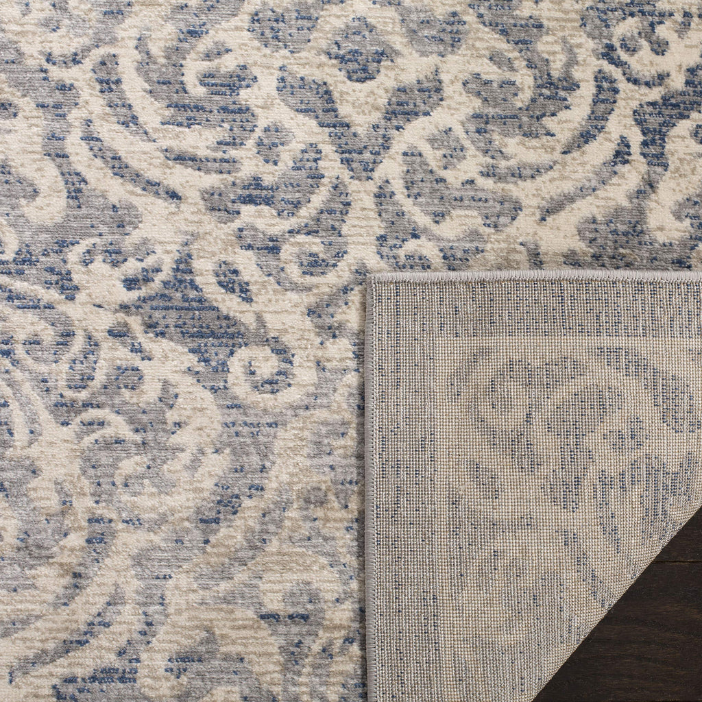 SAFAVIEH Brentwood Collection Area Rug - 10' x 13', Light Grey & Blue, Damask Design, Non-Shedding & Easy Care, Ideal for High Traffic Areas in Living Room, Bedroom (BNT810G)