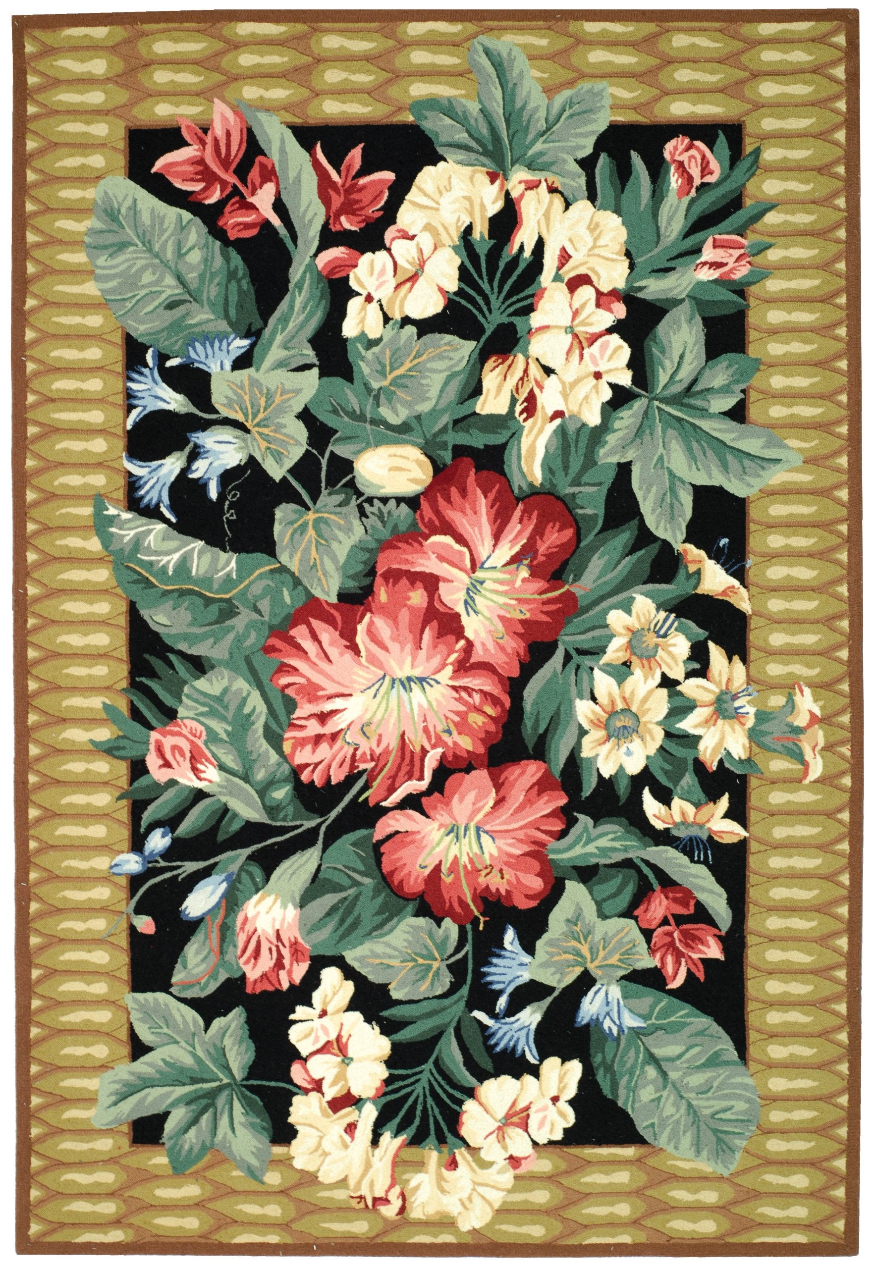 SAFAVIEH Chelsea Collection Area Rug - 6' x 9', Black & Brown, Hand-Hooked French Country Wool, Ideal for High Traffic Areas in Living Room, Bedroom (HK301A)