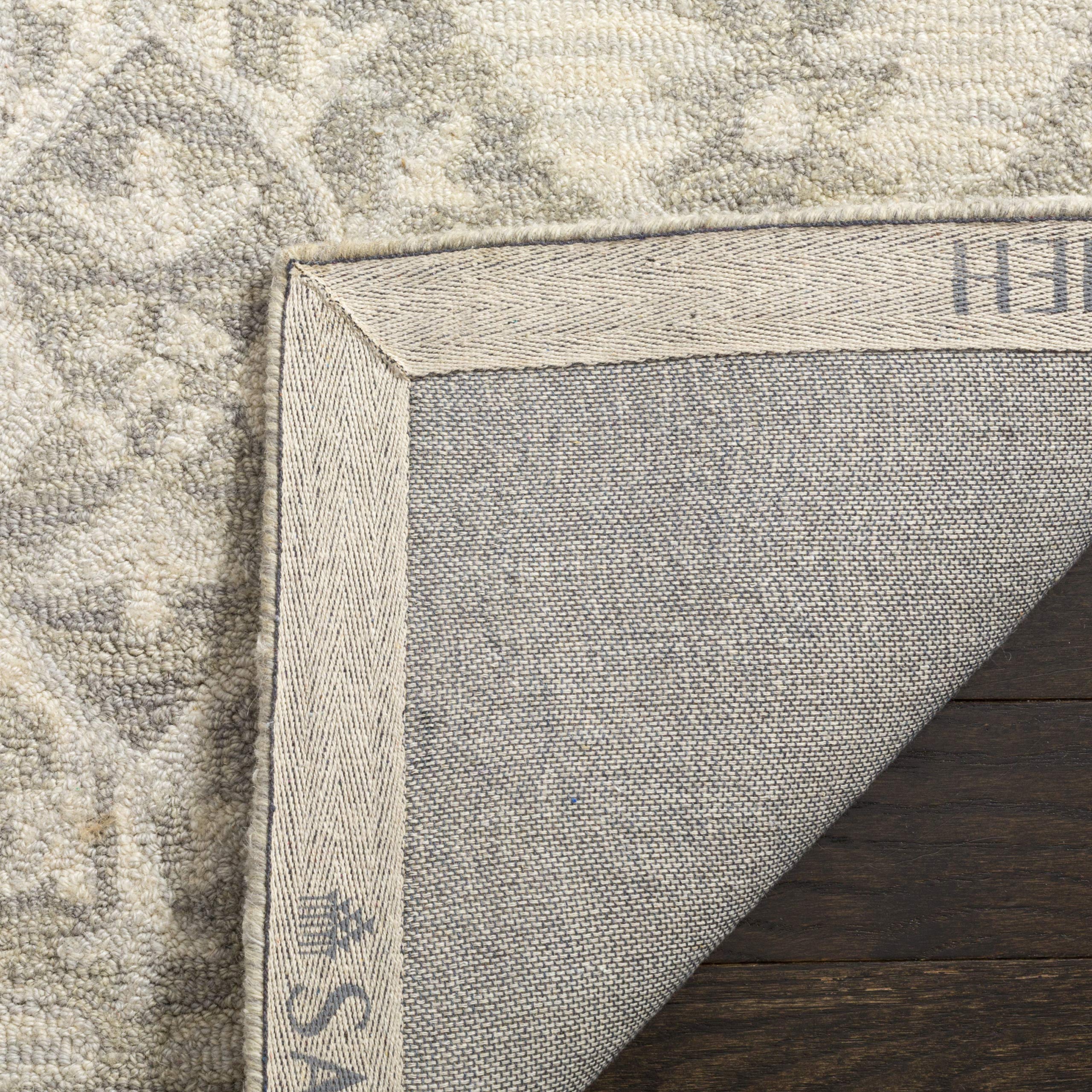 SAFAVIEH Area Rug 8x10 - Micro-Loop Collection - Large - Light Grey, Handmade Wool, Trellis Pattern, Ideal for Living Room, Bedroom, Office, Dining Space (MLP210A)