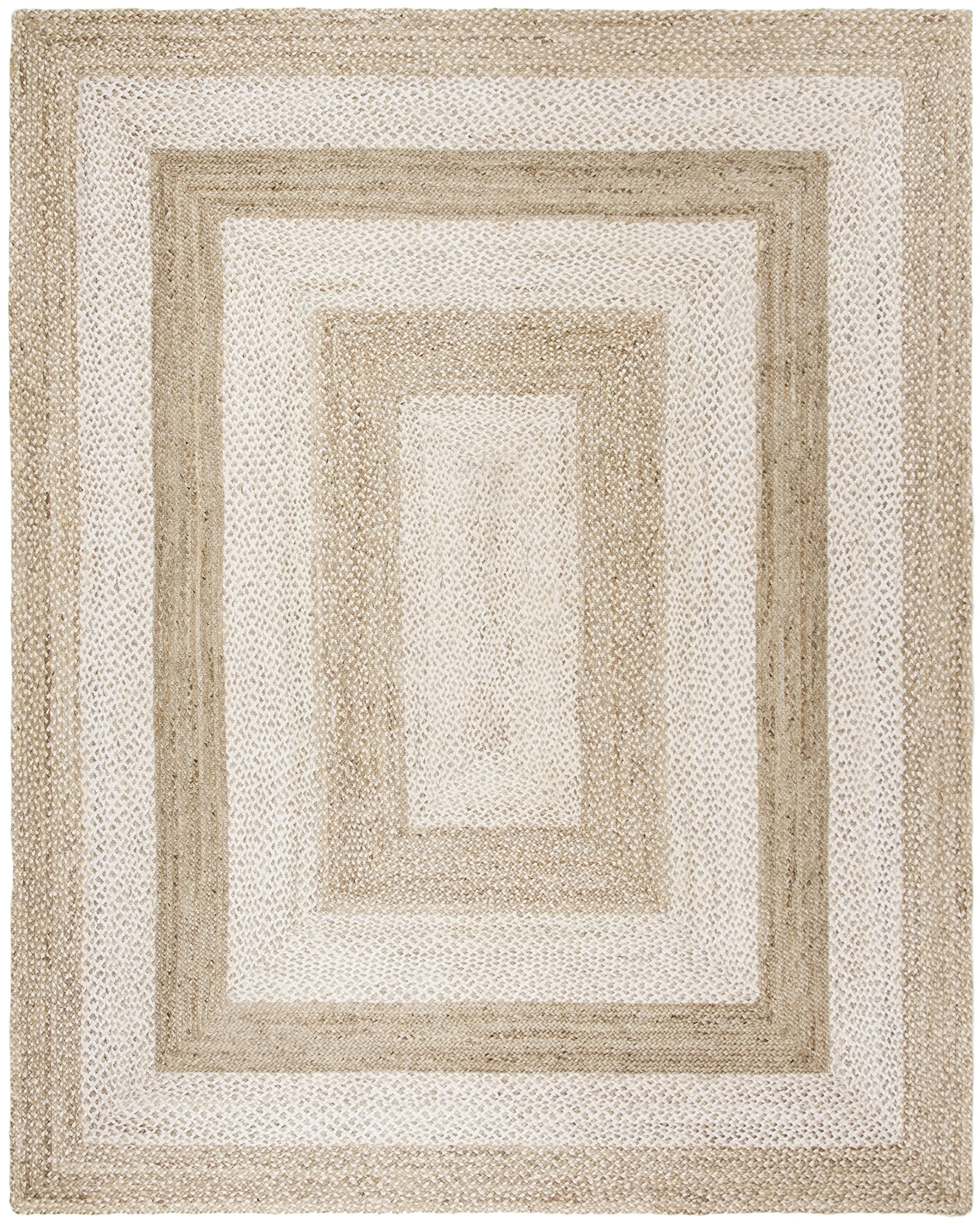 SAFAVIEH Natural Fiber Collection Area Rug - 10' x 14', Grey & Ivory, Handmade Farmhouse Boho Coastal Rustic Braided Jute, Ideal for High Traffic Areas in Living Room, Bedroom (NF884F)