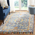 SAFAVIEH Area Rug 8x10 - Aspen Collection - Large - Blue & Rust, Handmade Wool, Boho Braided Tassel Design, Ideal for Living Room, Bedroom, Office, Dining Space (APN116M)