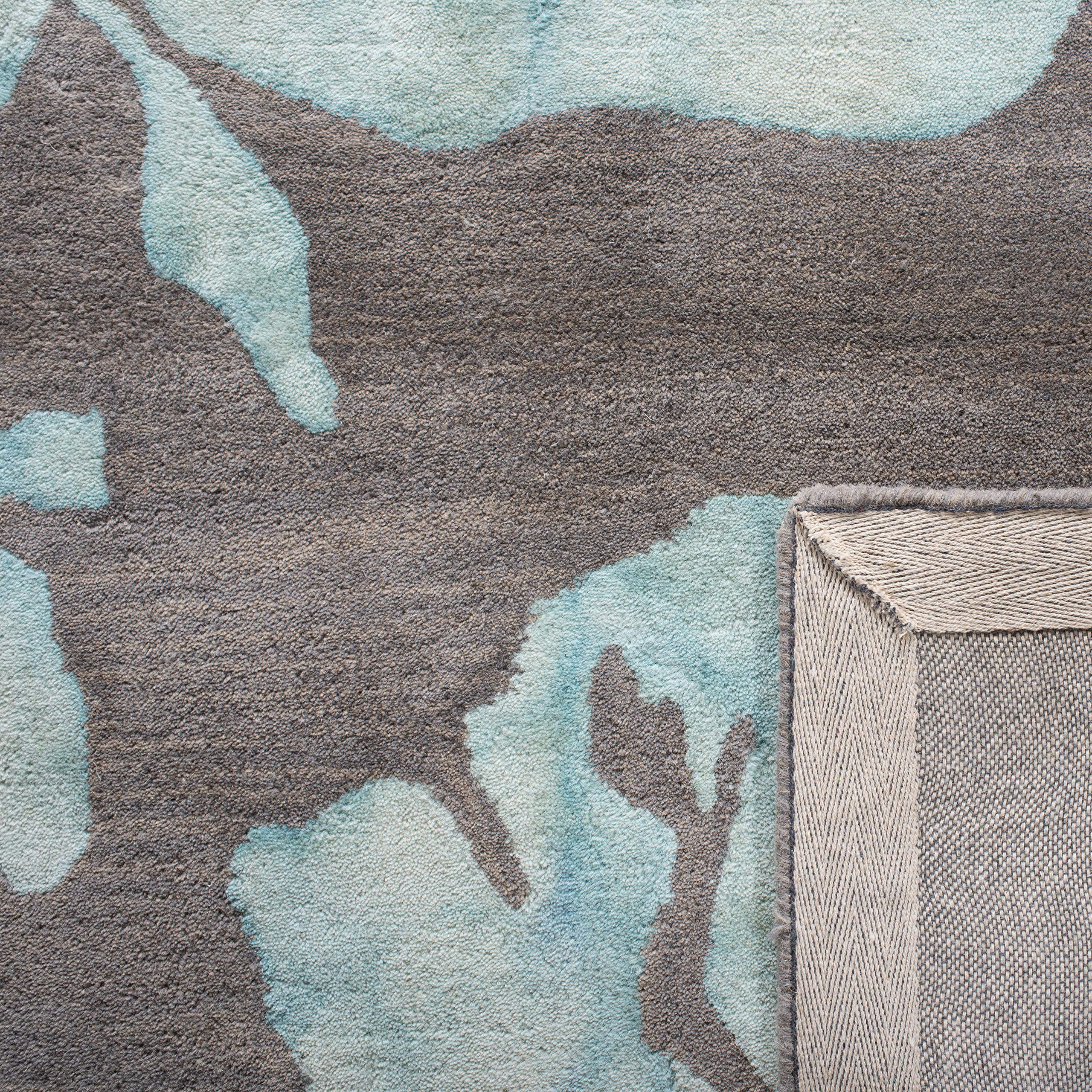 SAFAVIEH Dip Dye Collection 9' x 12' Grey / Turquoise DDY716L Handmade Floral Watercolor Premium Wool Area Rug