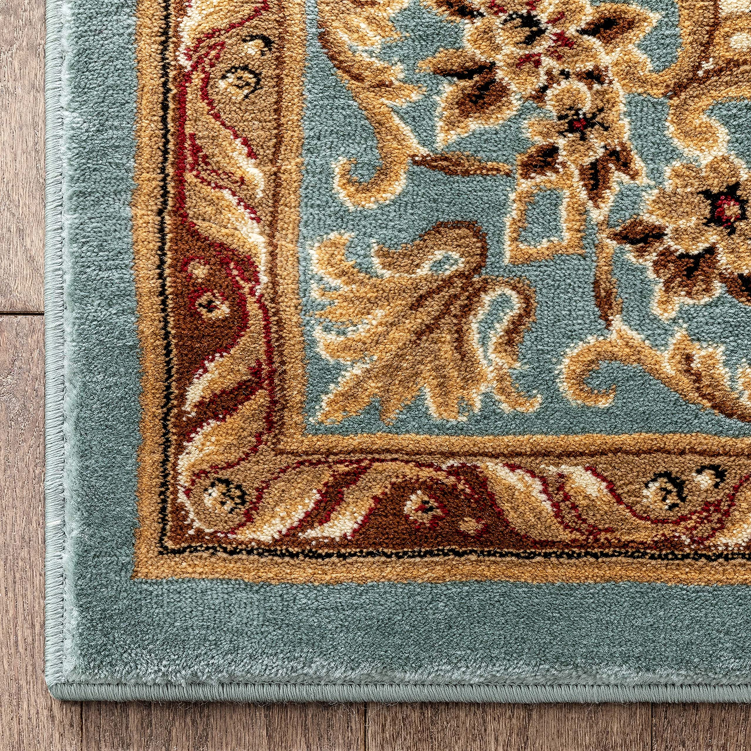 Well Woven Timeless Collection Le Petit Palais Light Blue 8x10 Luxurious Traditional French Medallion Oriental Area Rug Perfect for Living Room Bedroom or Dining Room Easy-to-Clean Durable Design