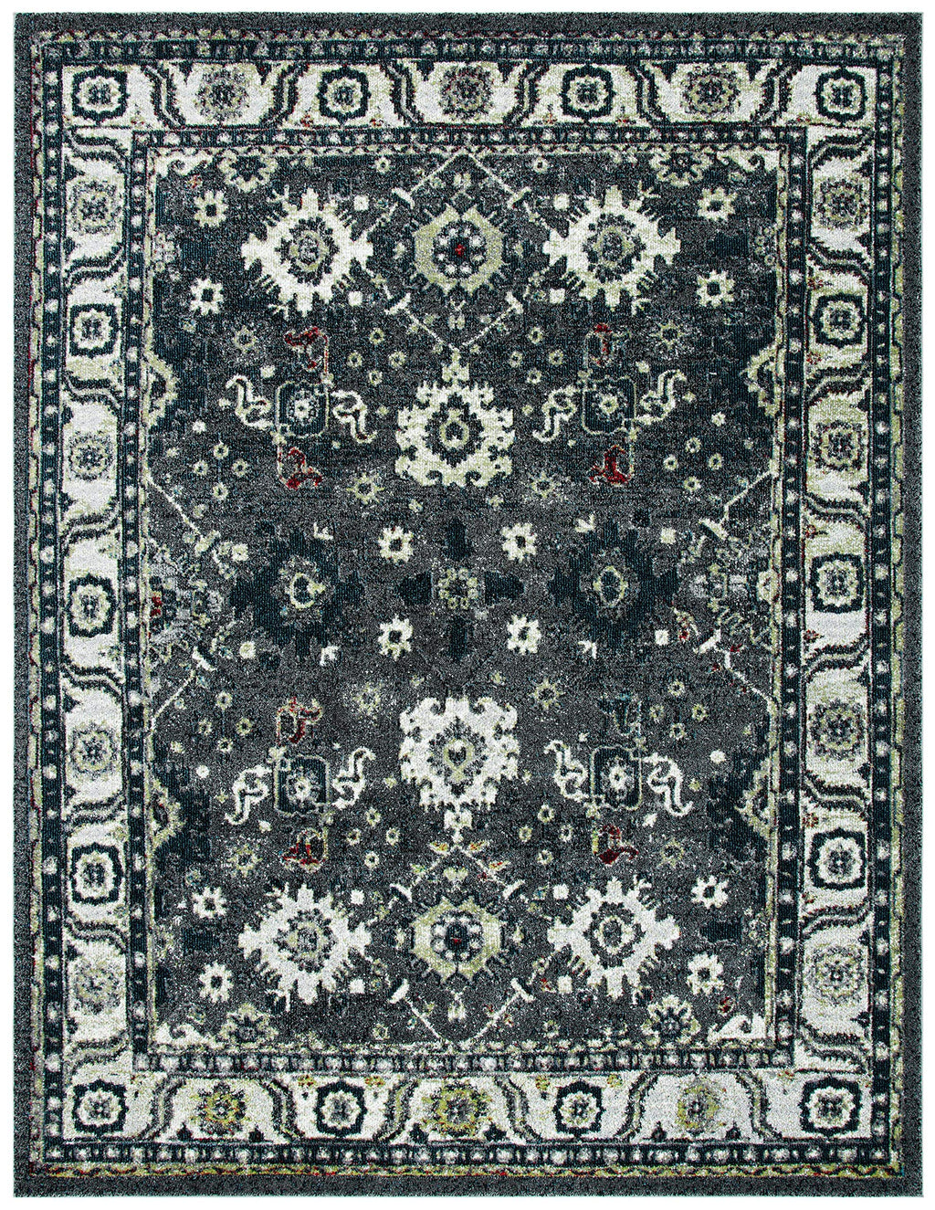 SAFAVIEH Area Rug 8x10 - Vintage Hamadan Collection - Large - Dark Grey & Ivory, Traditional Persian Design, Non-Shedding & Easy to Clean, Ideal for Living Room, Bedroom, Dining Space (VTH214M)